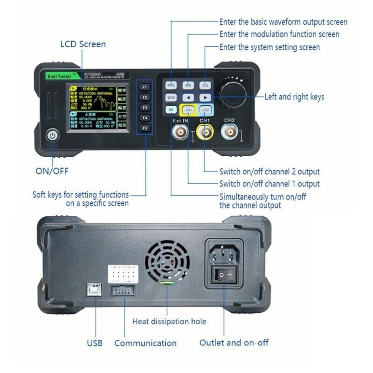 ET3360C ET3340C ET3320C Function Arbitrary Waveform Generator Frequency Meter