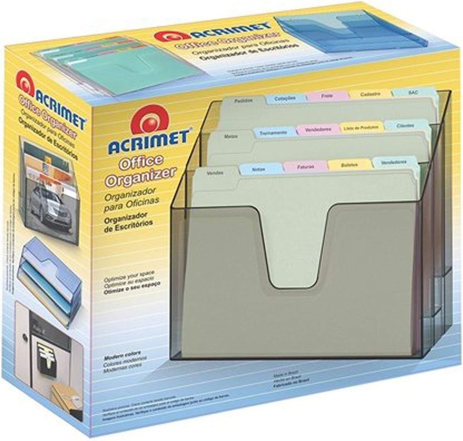 Horizontal Triple File Folder Organizer Sorter, Letter Size, Clear | 3 compar...