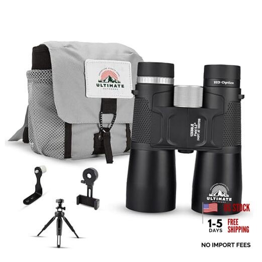 12x50 HD Binoculars for Adults – Powerful Waterproof Binoculars with Jet Black