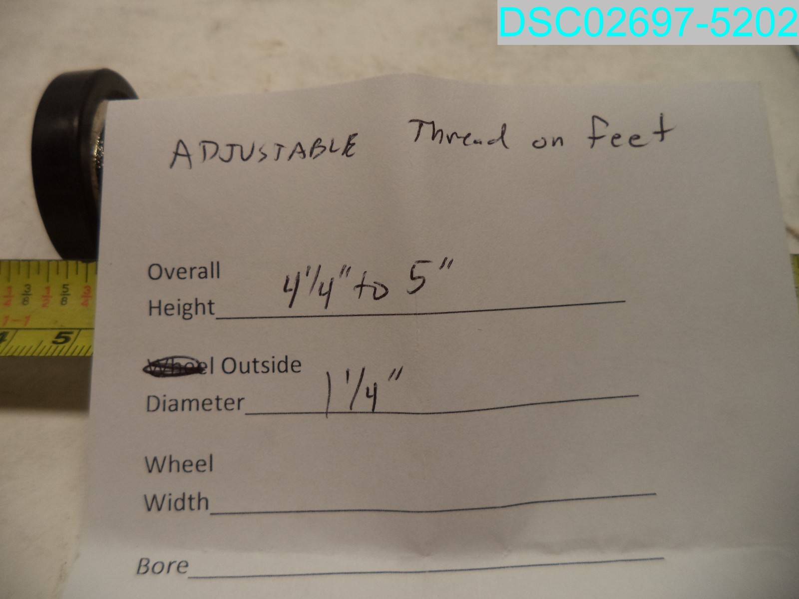 QTY=4: Adjustable Thread On Feet 4-1/4" To 5" 1-1/4" OD Stem 9/16" L X 3/8"-16