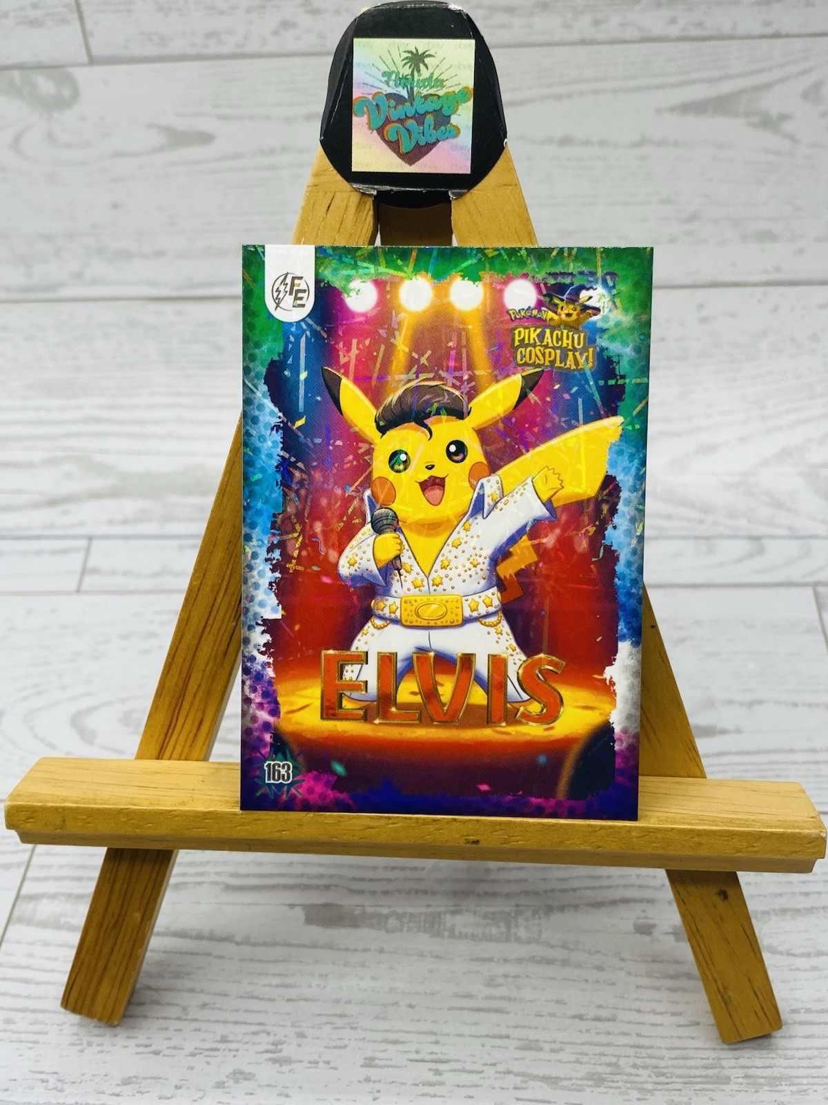 Pikachu as Elvis Cosplay Lazer Holo Non- Pokémon Fan Art Holyday Edition Card