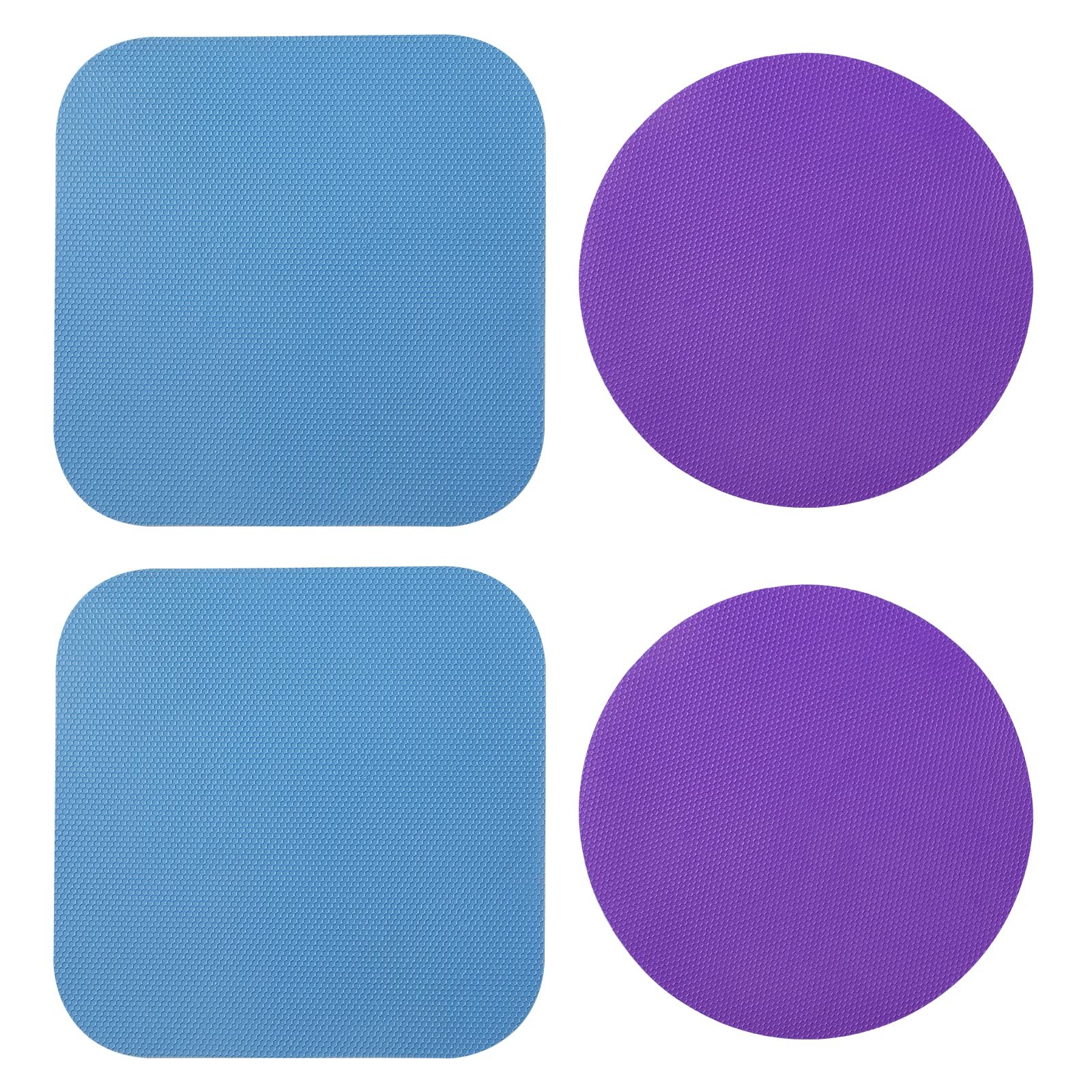 4Pk Jar Opener Silicone Rubber Lid Gripper Bottle Opener Pads Purple Blue