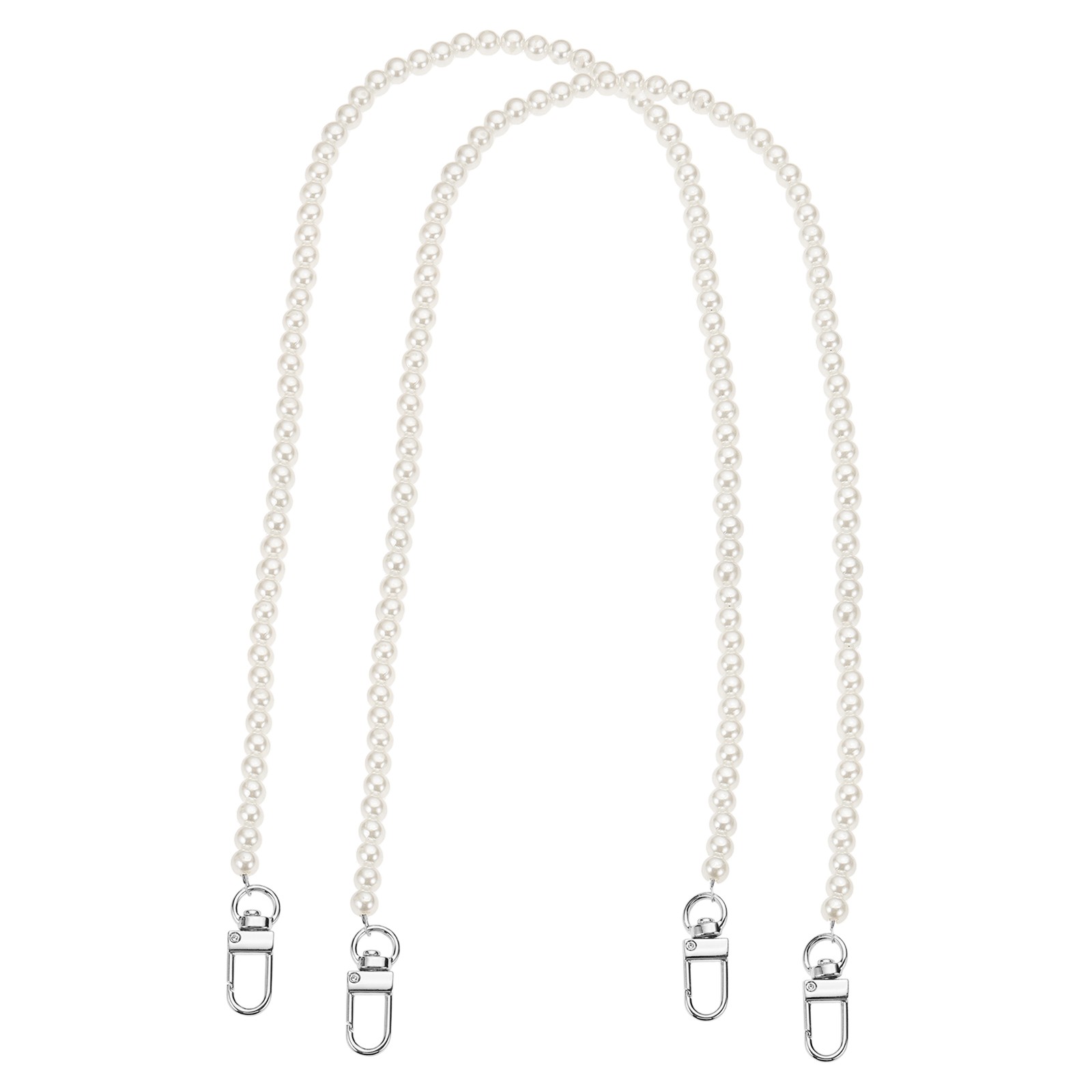 2 Pack 43" Imitation Pearl Purse Strap with Swivel Clasp [Silver]