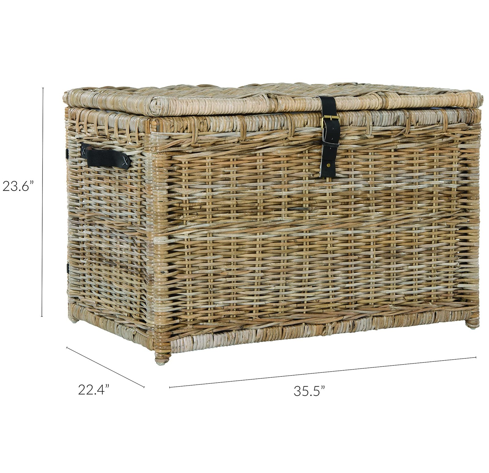 HPM9004B Michael 35" Wicker Storage Trunk, Collapsible for flat storage, Ratt...