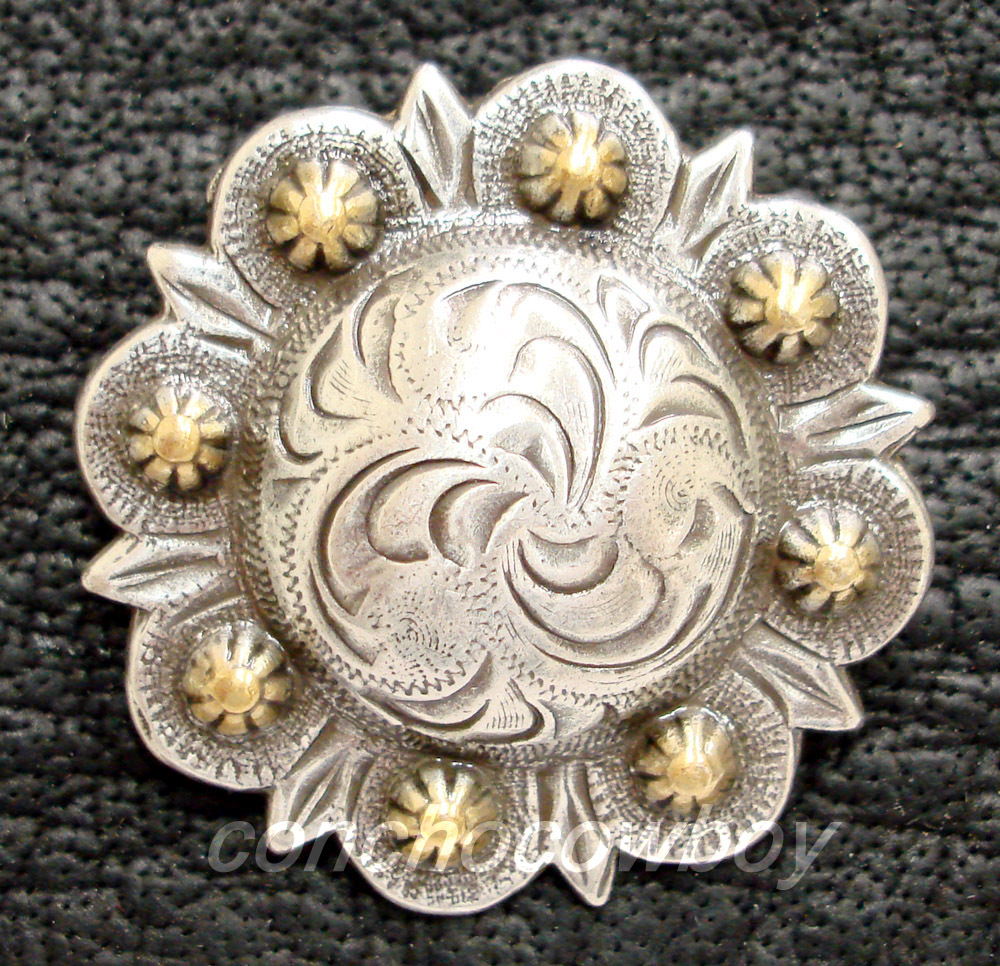 WESTERN HORSE SADDLE TACK ANTIQUE GOLD BERRY CONCHO 1-1/4" screw back