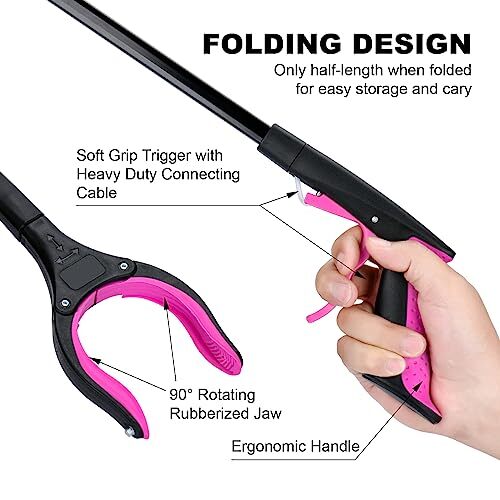 32 Inch Extra Long Grabber Tool Foldable Trash Claw Reaching Tool