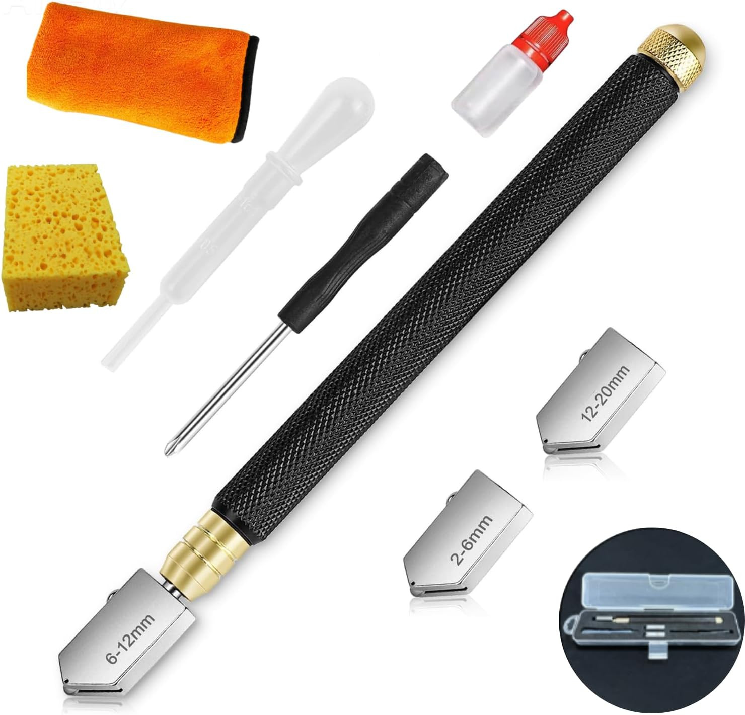 Glass Cutter 2mm-20mm, Upgrade Glass Cutting Tool with Glass Cutting Oil, Pen...