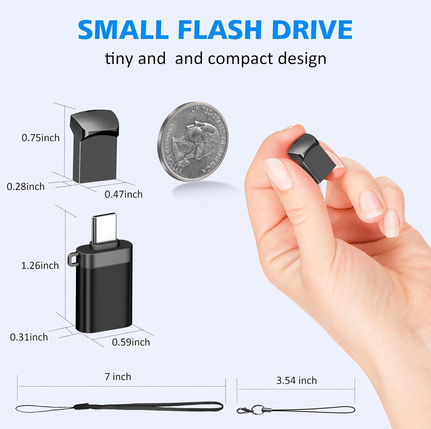 32GB USB 3.0 Flash Drive with USB-C Adapter - Compact & Portable Solution