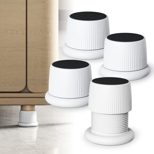 Adjustable Furniture Risers, 1.6-2.6 inch Bed Risers White, White - 4 Pcs