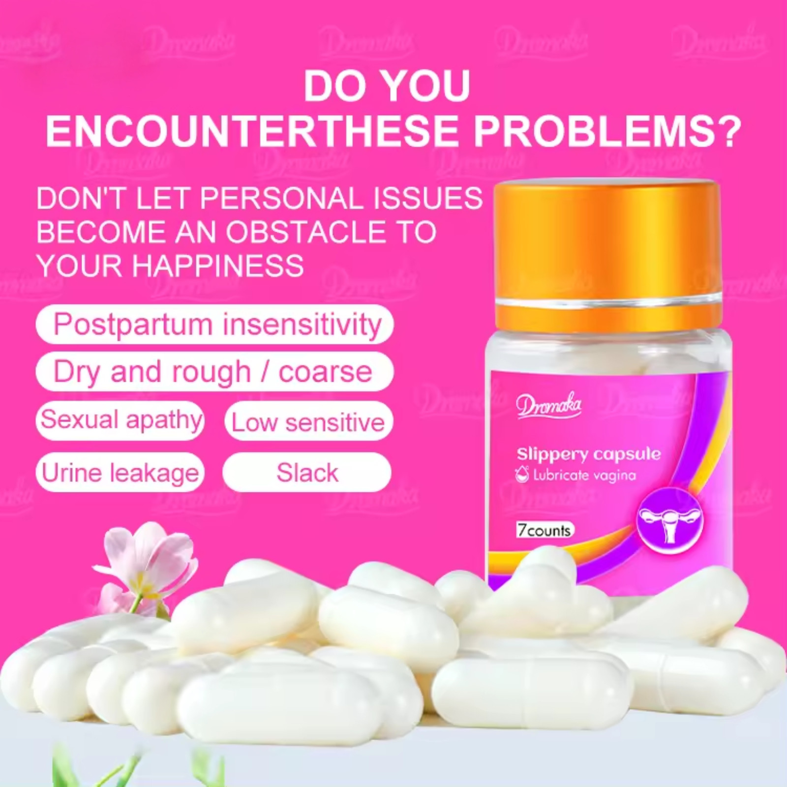 Yoni Pops for Vaginal Dryness & Postpartum, Natural Slippery Lubricant Capsules