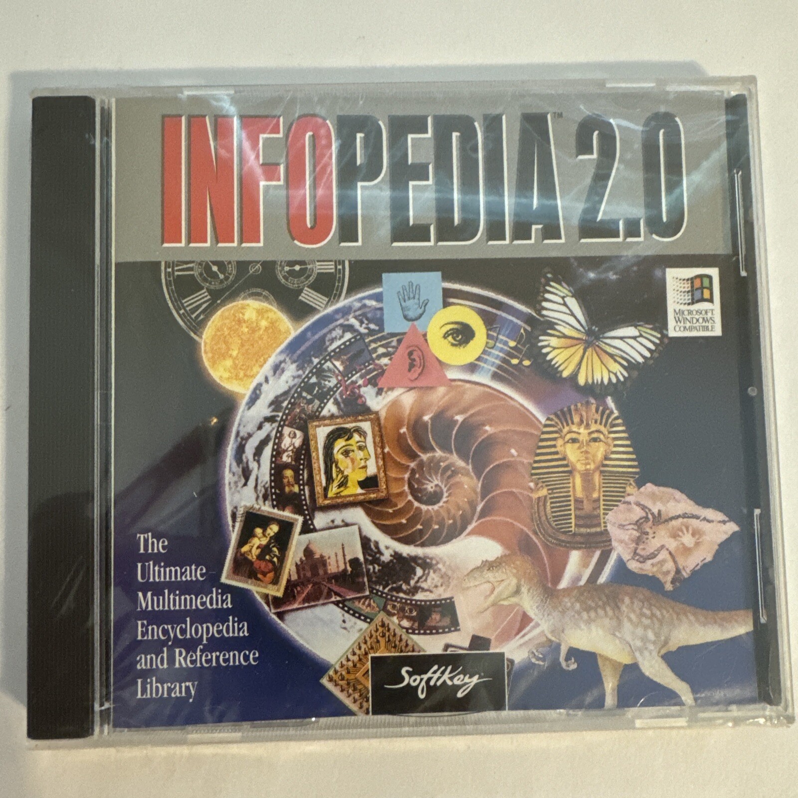 CD Rom Infopedia 2.0 Ultimate Multimedia Encyclopedia Soft Key 92-95 PC