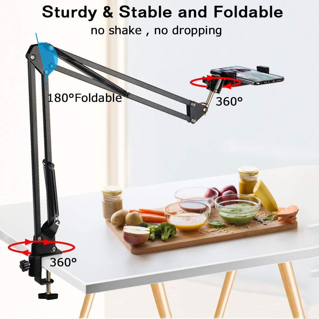 Overhead Tripod Mount for Camera Webcam Ring Light, over Head Articulating Arm w