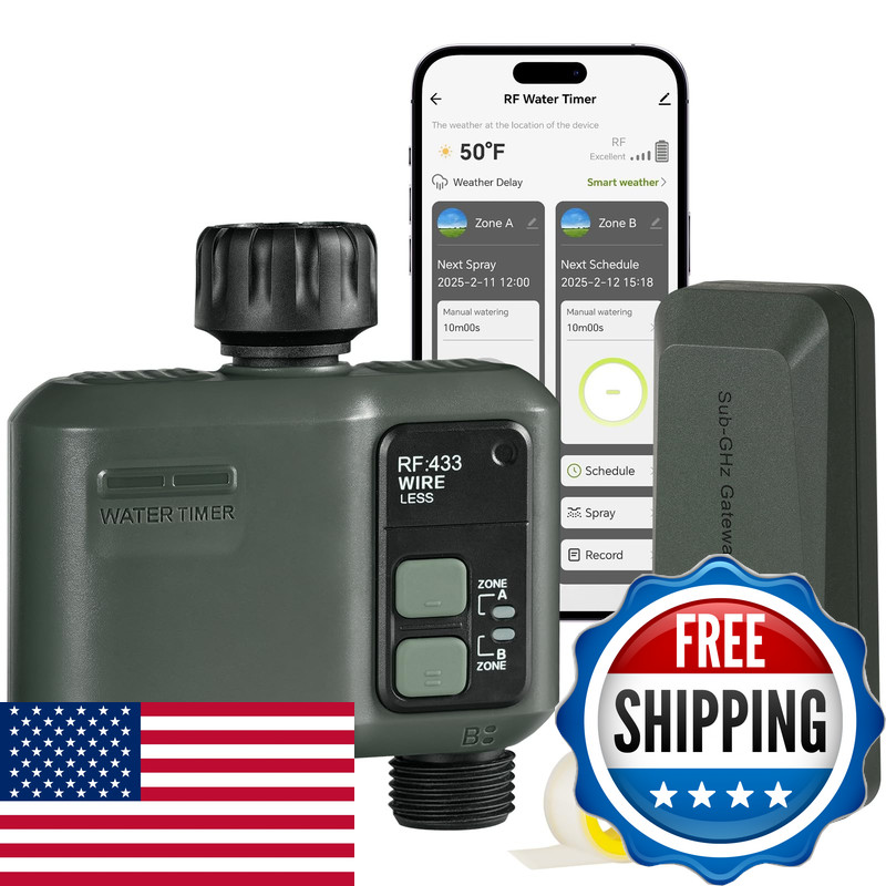 Wilawels Wifi Water Timer For Garden Hose Sprinkler Timer 2 Zone Smart Lawn