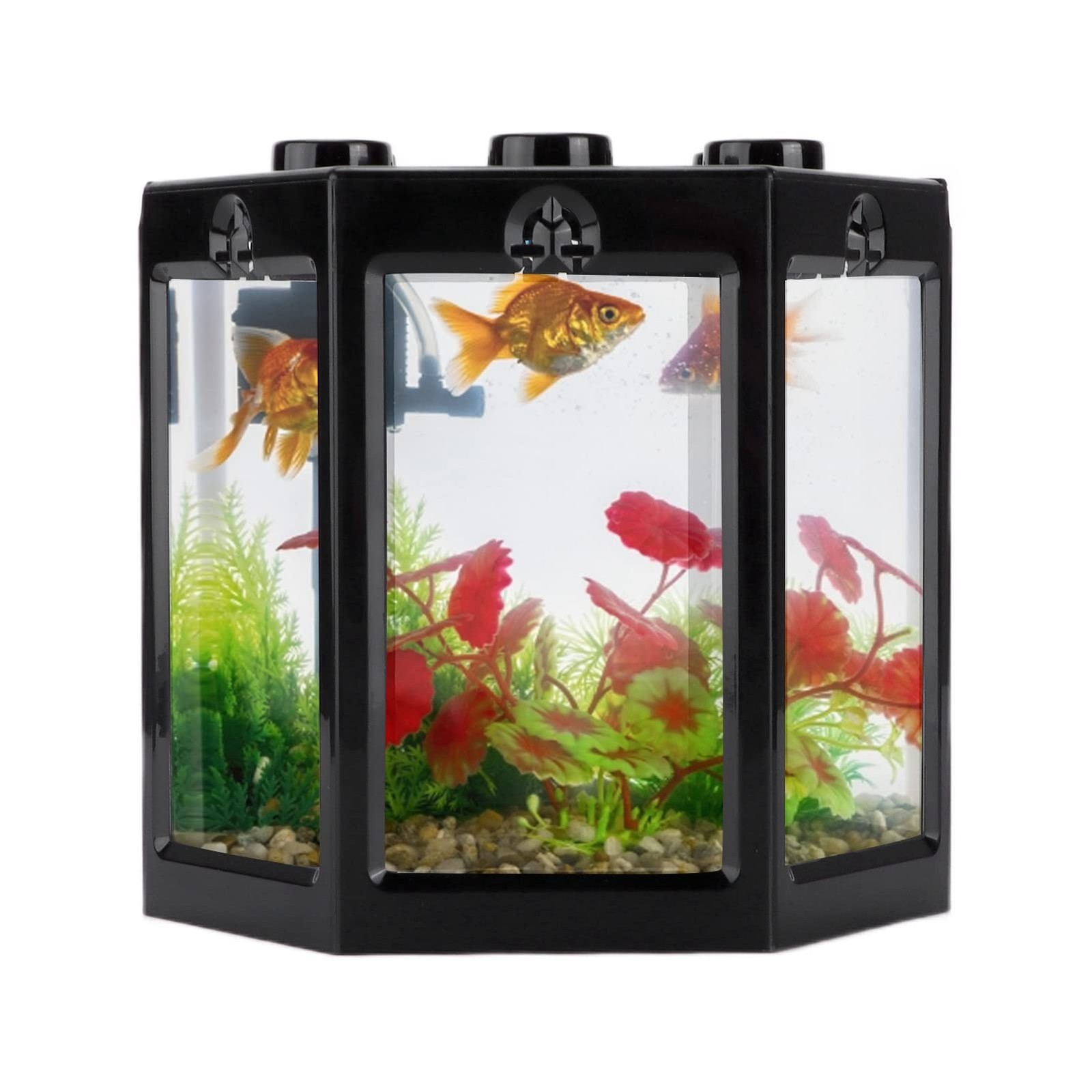 Zerodis Betta Aquarium Starter Kits, Small Fish No Clean black