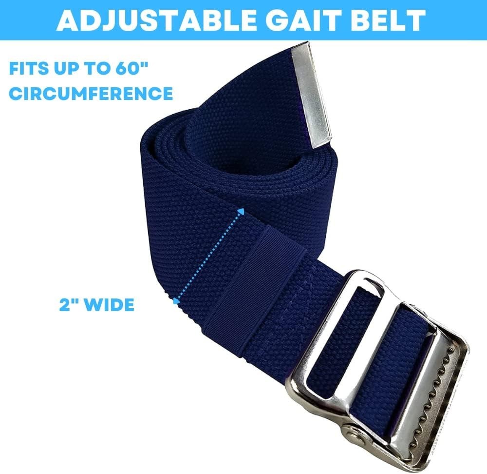 Machine Washable 60-Inch Gait Belt with Elastic Loop - Comfortable Transfer Aid