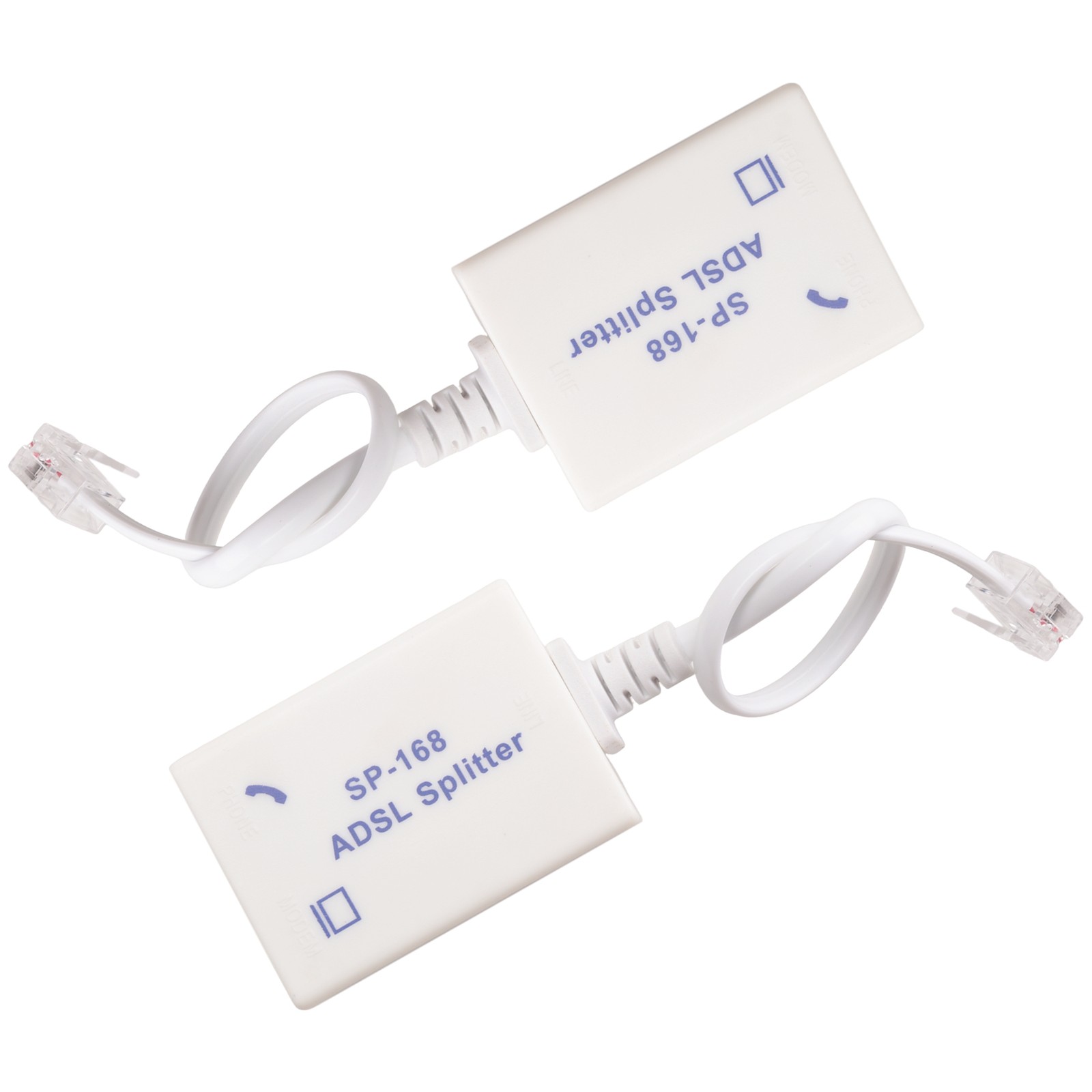 2Pcs DSL  Splitter ADSL Splitter for Phone Line Male to 2 Female RJ114774