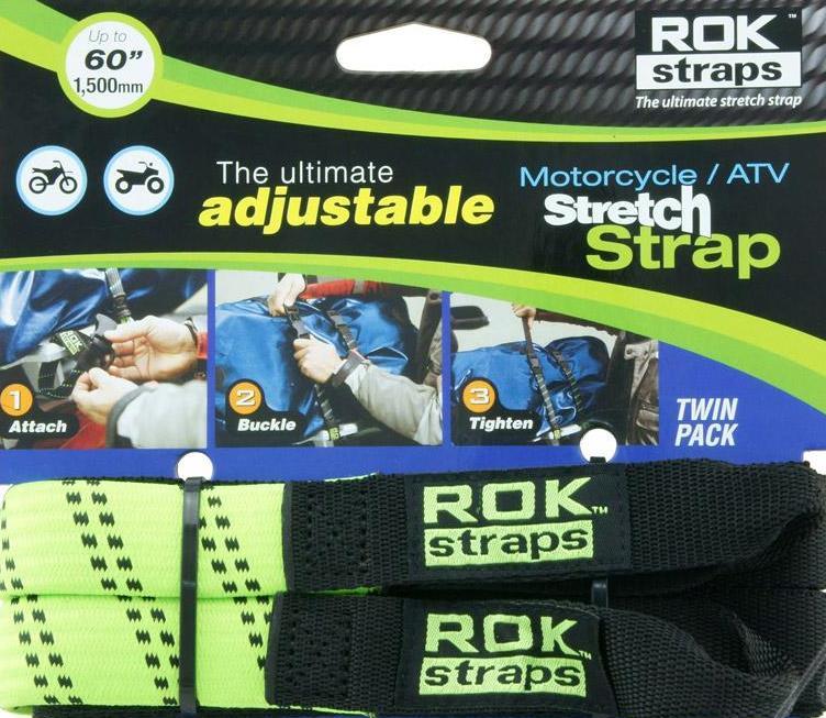 ROK Straps Motorcycle Adjustable Tie Down Straps 2 pk 18" x 60" 1"W Hi Viz Green