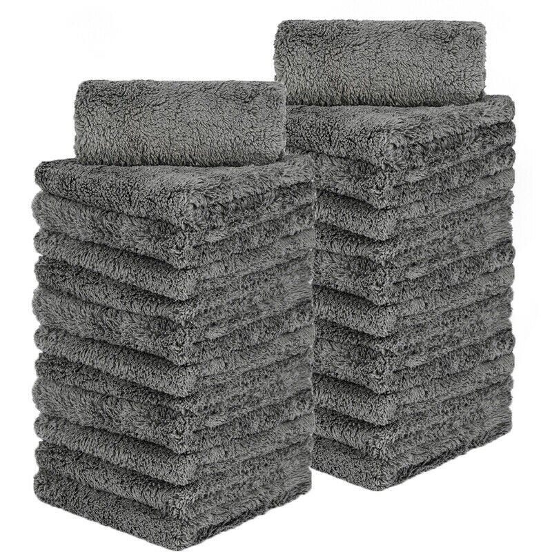 24 Pcs  Microfiber Towel Edgeless Lint Scratch Free Cleaning 16"x16" Grey