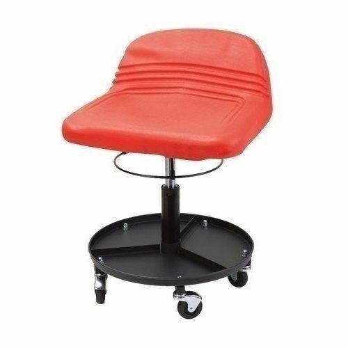 Red Hydraulic Shop Seat Adjustable Garage Stool Work Chair Mechanic Tool Tray