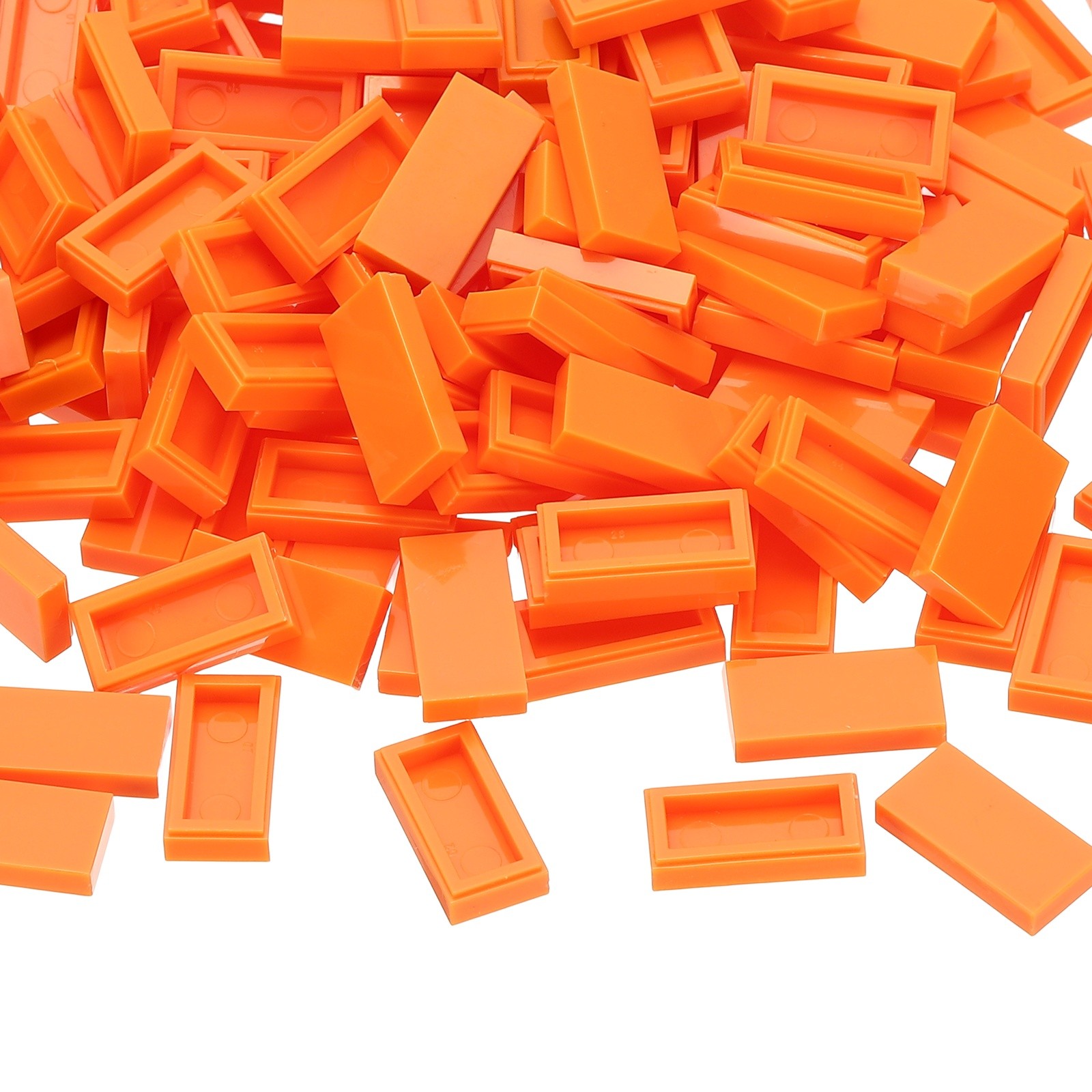 370 Pcs 1x2 Square Orange Flat Blocks Bulk for Building Floor