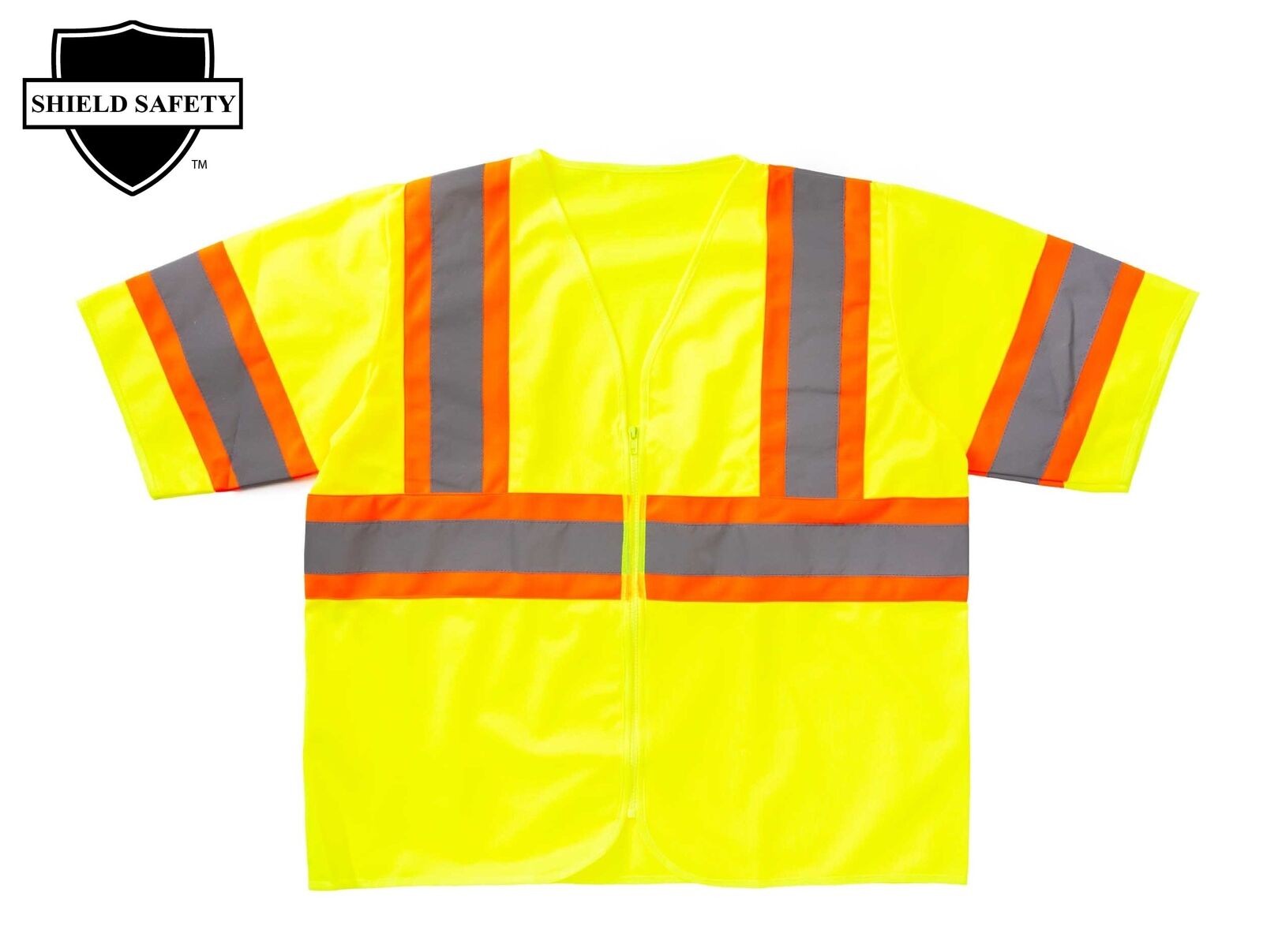 Fluorescent Yellow Safety Vests Reflective Tape Orange 3XLarge Class III 25 Pcs