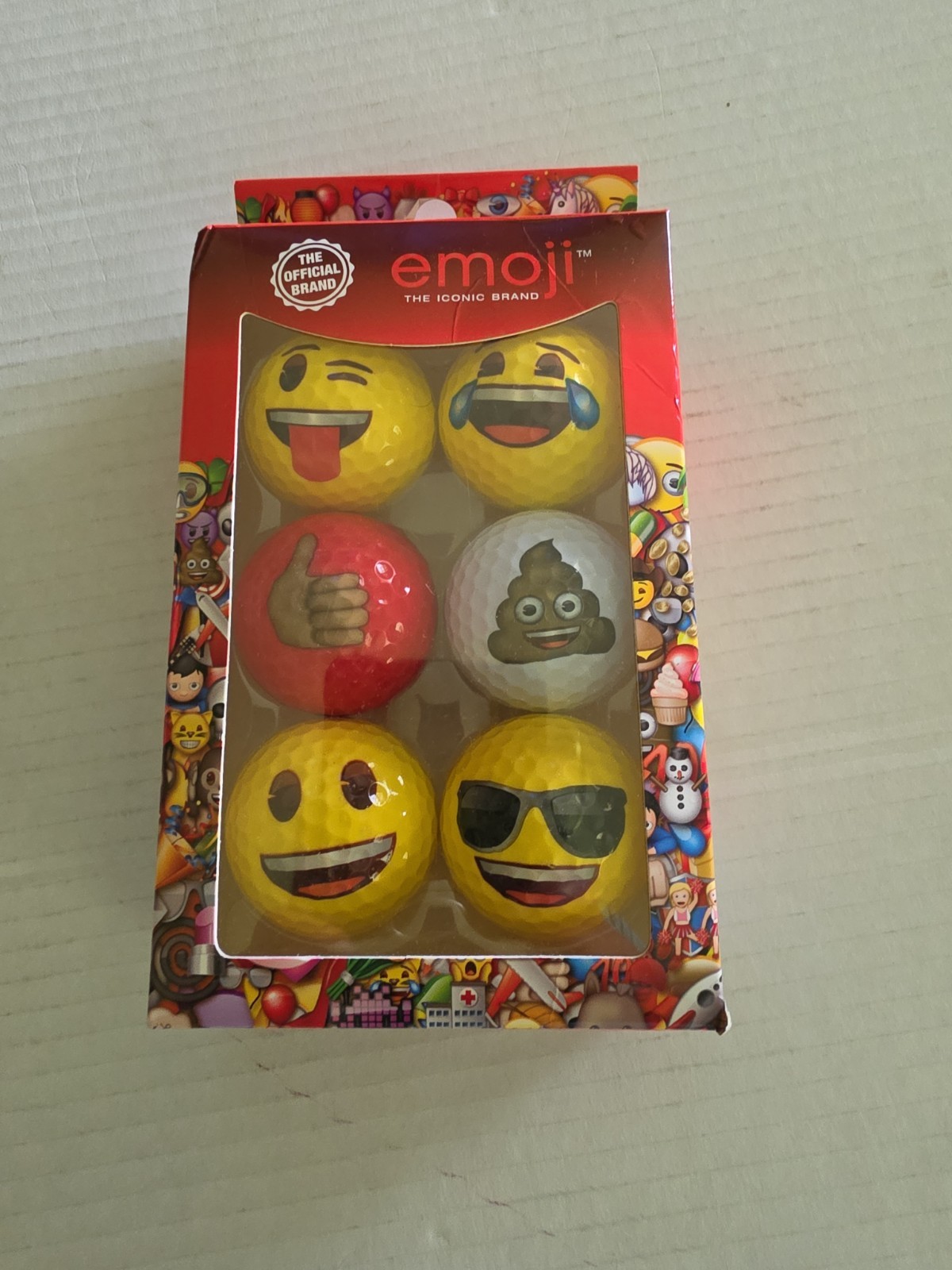 Emoji Golf Balls - 6 Pack - Novelty Fun - Multi Colored ...UNOPENED BOX (14)
