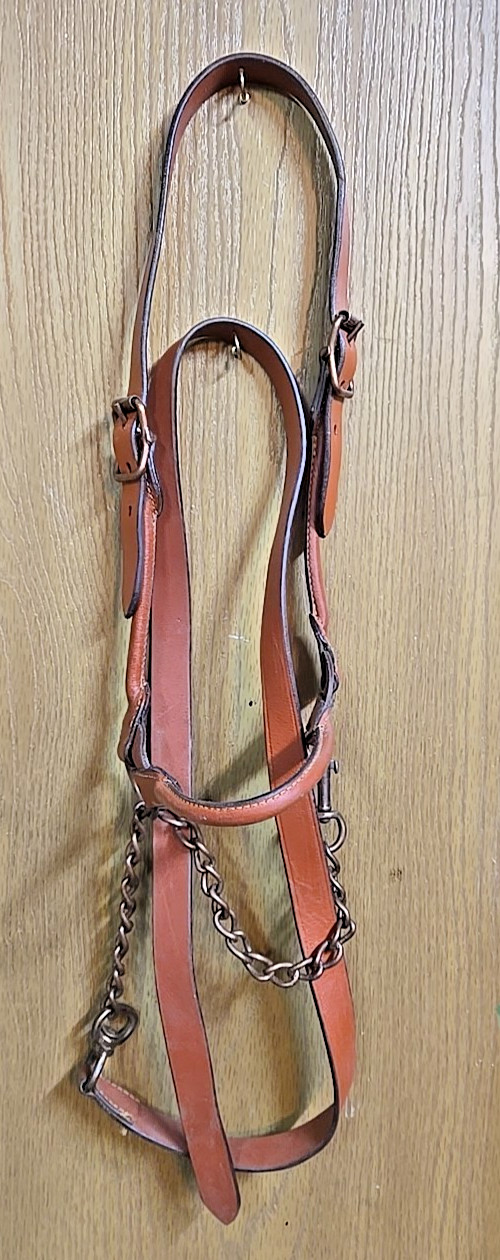 Western 3/4" Leather Halter w/ Leather/Chain Lead