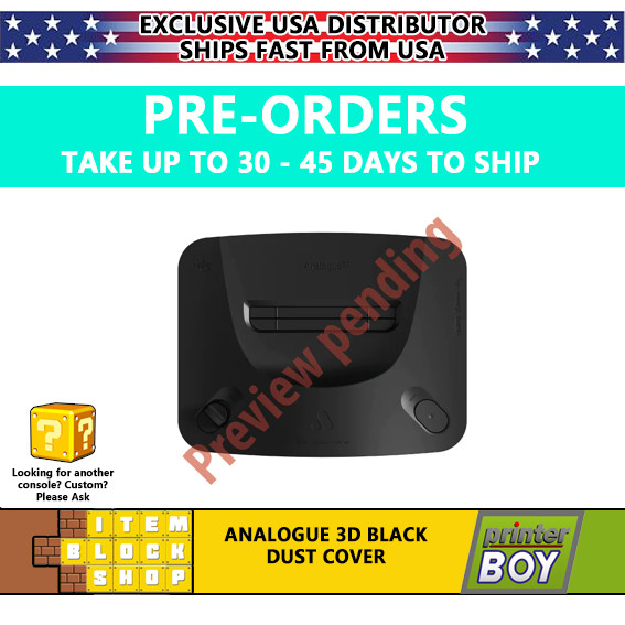 Pre-Order Analogue 3D Black Console System Dust Cover VINYL