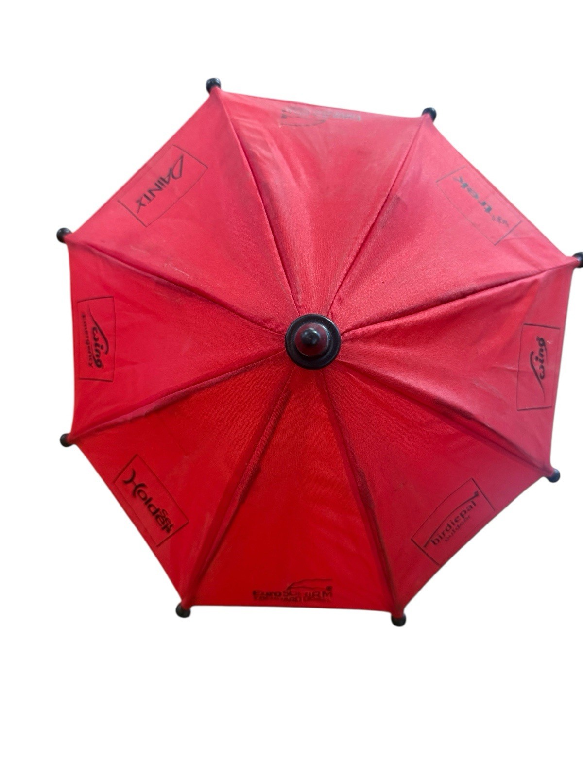 EuroSCHIRM Birdiepal Swing Emergency 10” Red Mini Promo Umbrella Germany Vtg