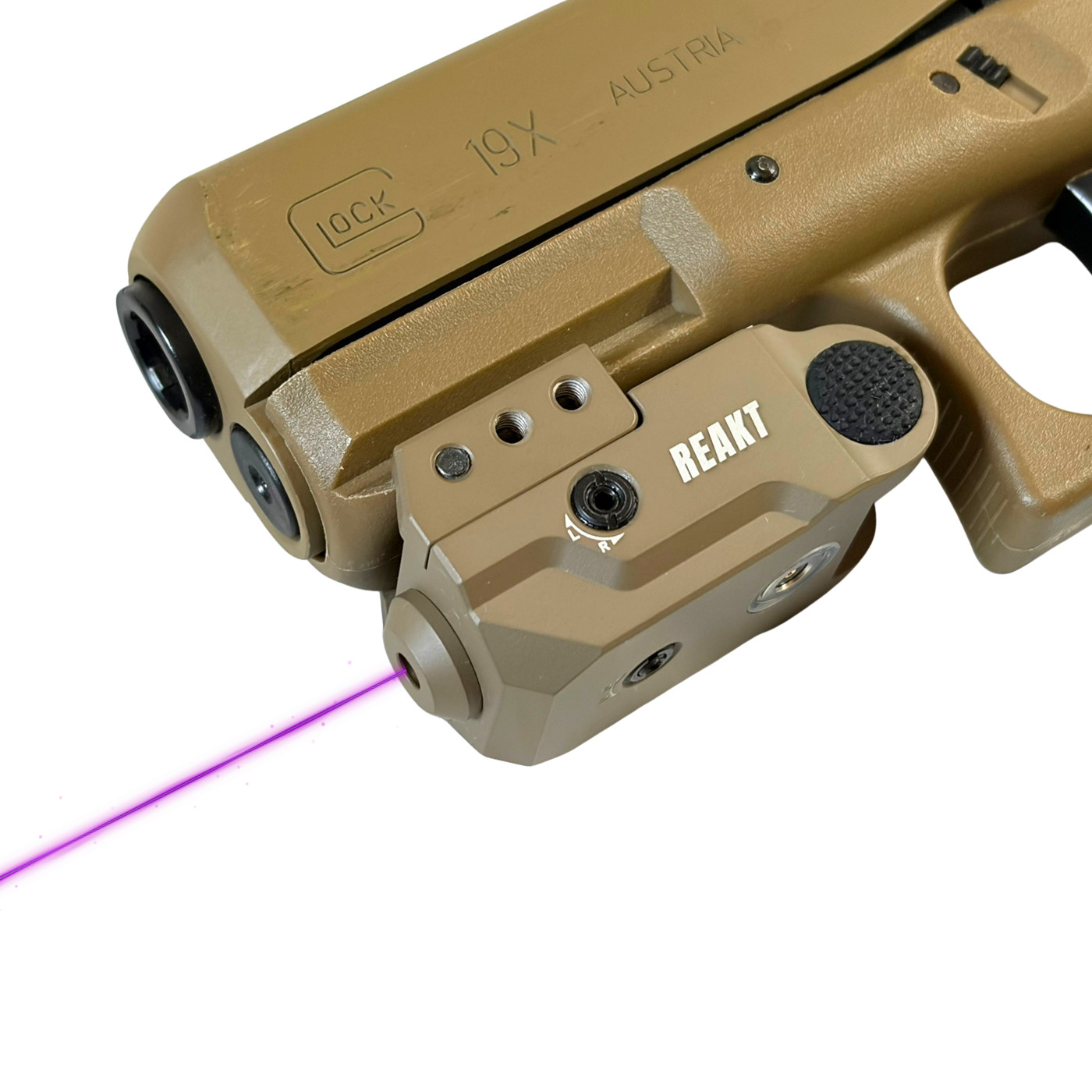 Hilight Tactical Reakt Pistol/Handgun Laser- Cerakote FDE with Purple Beam