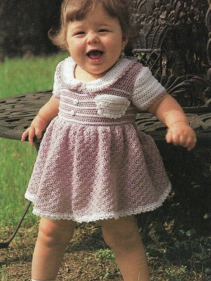 LITTLE LADY'S DRESS 2 BABY SIZES DIGEST SIZE CROCHET PATTERN INSTRUCTION