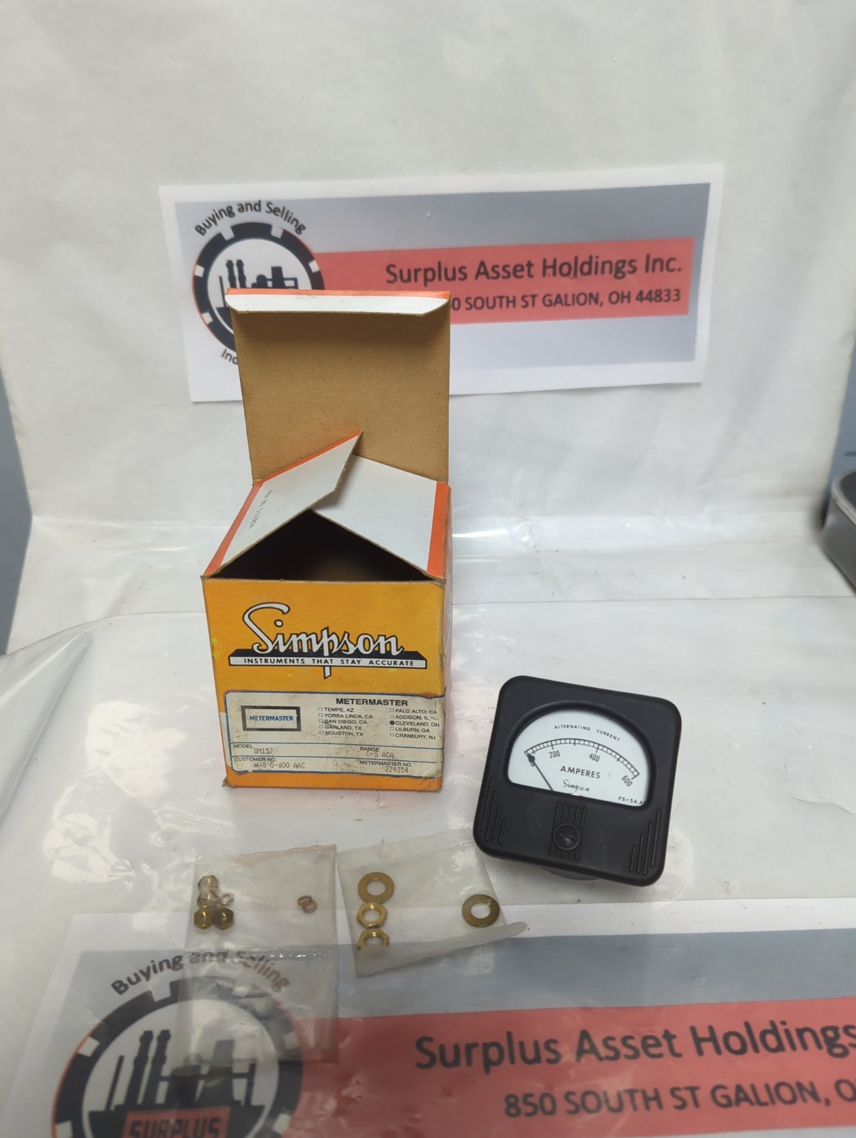SIMPSON,SM157,PANEL METER 0-600 AMPERES NOS