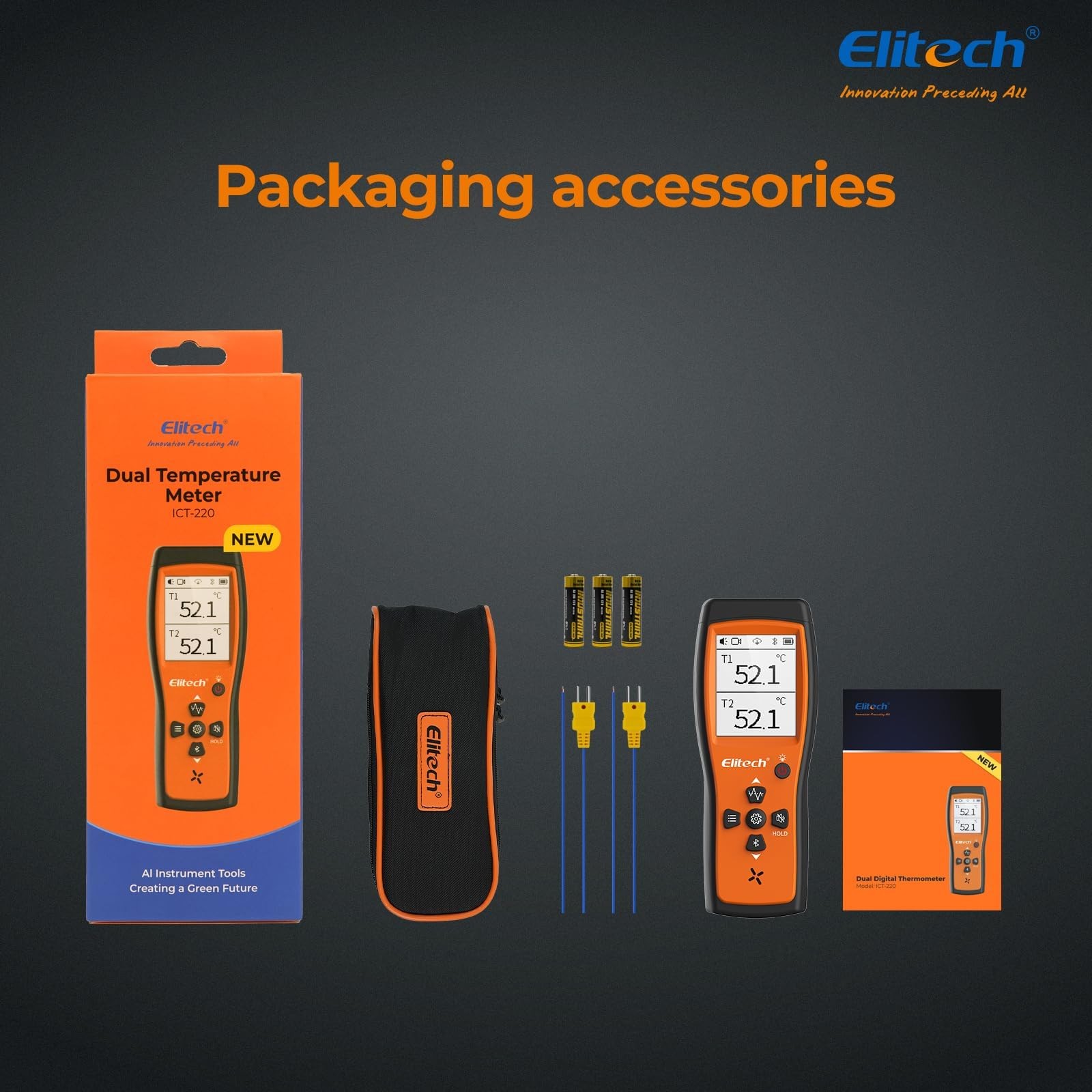 Elitech Bluetooth Thermocouple Thermometer Digital Temperature Data Logger KT...
