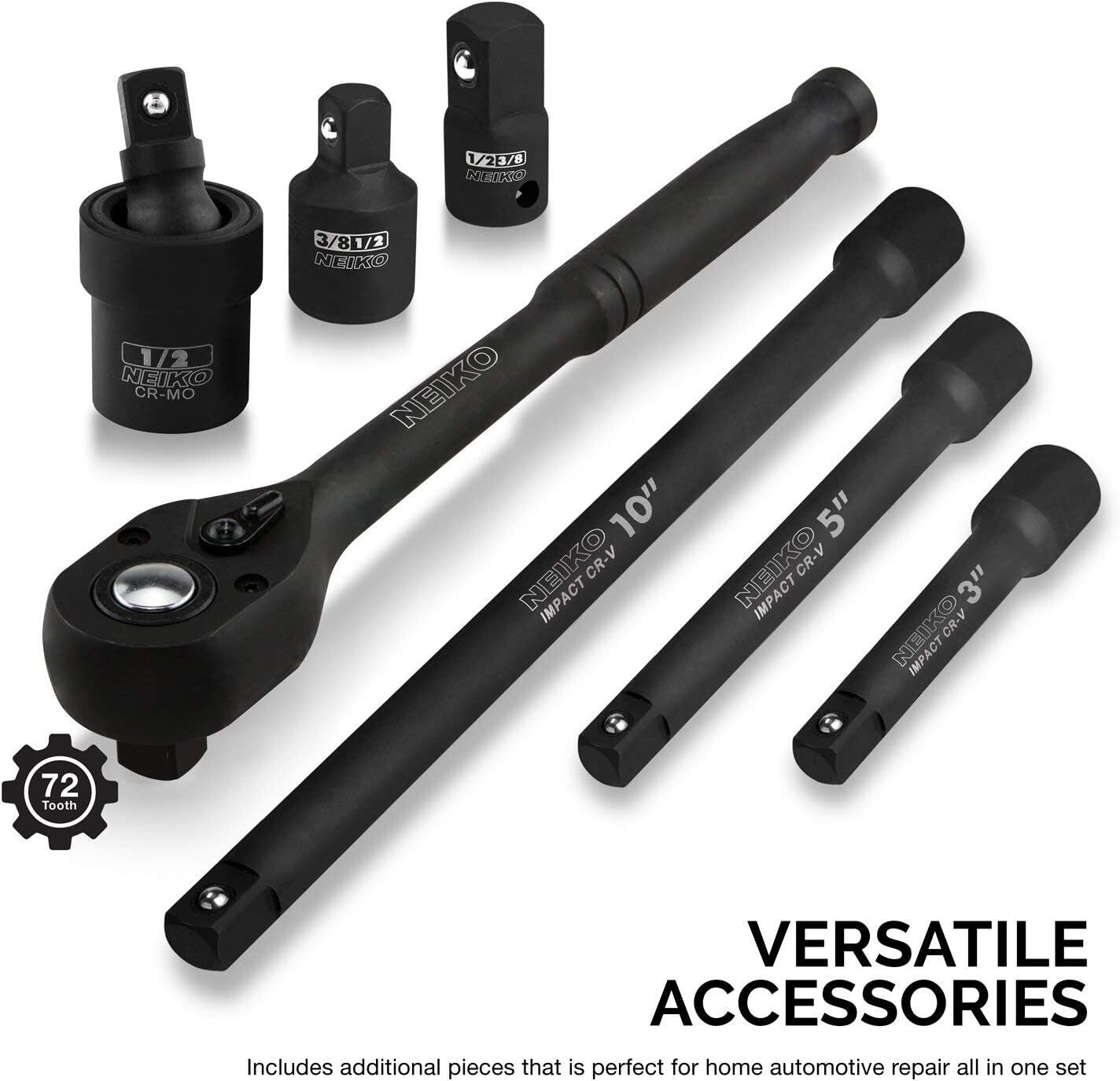 1/2" Impact Socket Set, 35 Pcs Deep Socket Kit Assortment Standard SAE/Metric MM