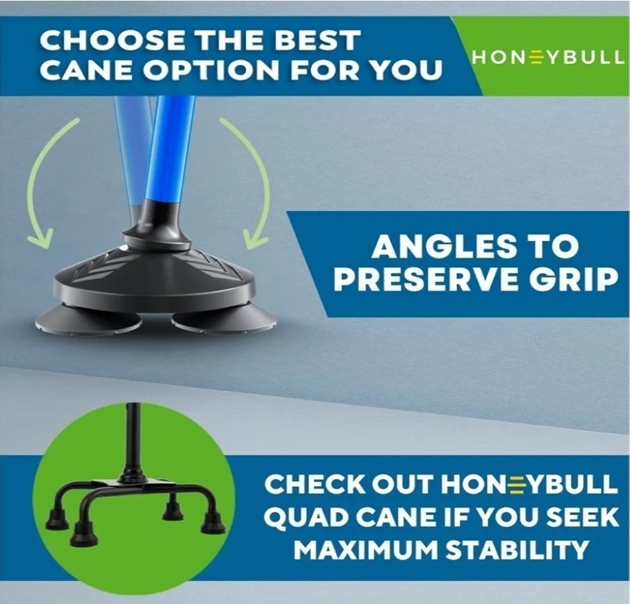 Walking Cane Foldable, Adjustable, Collapsible, Free Standing Blue