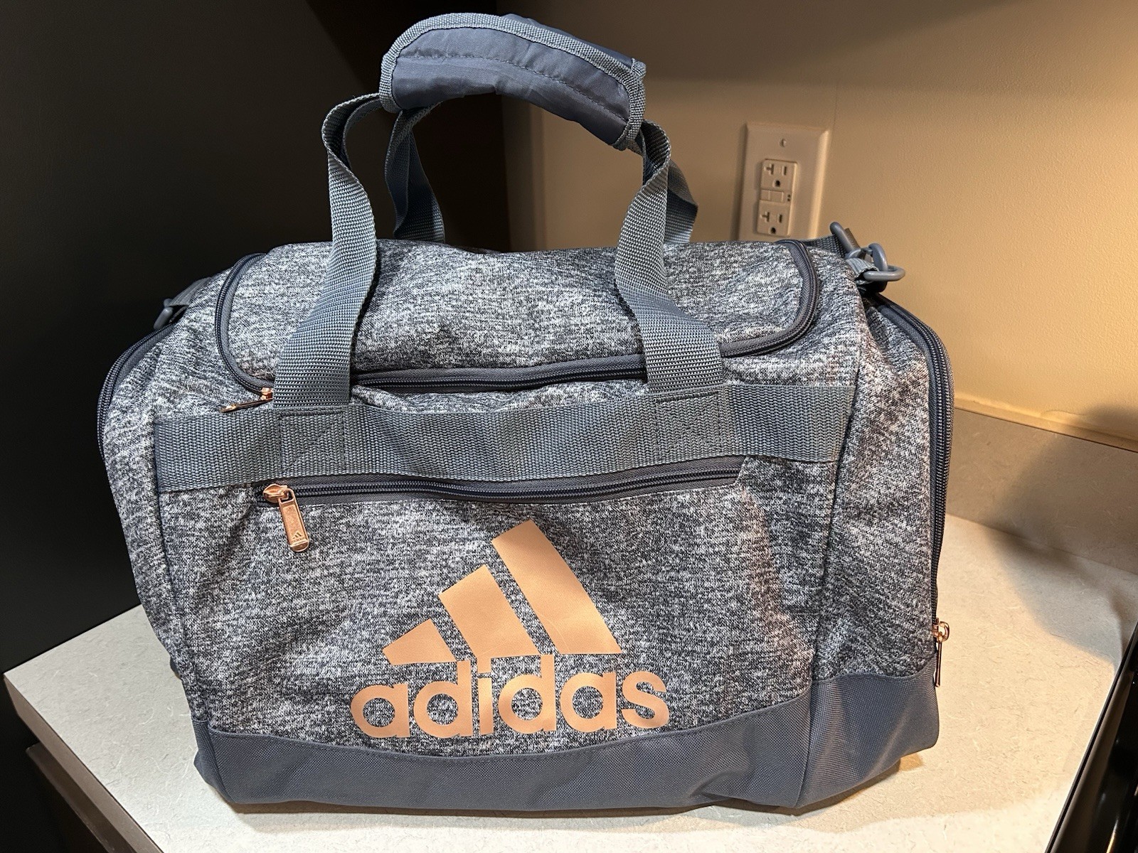 Adidas Defender IV Gym Bag Small Jersey Grey Rose Gold 40L Excellent Condition