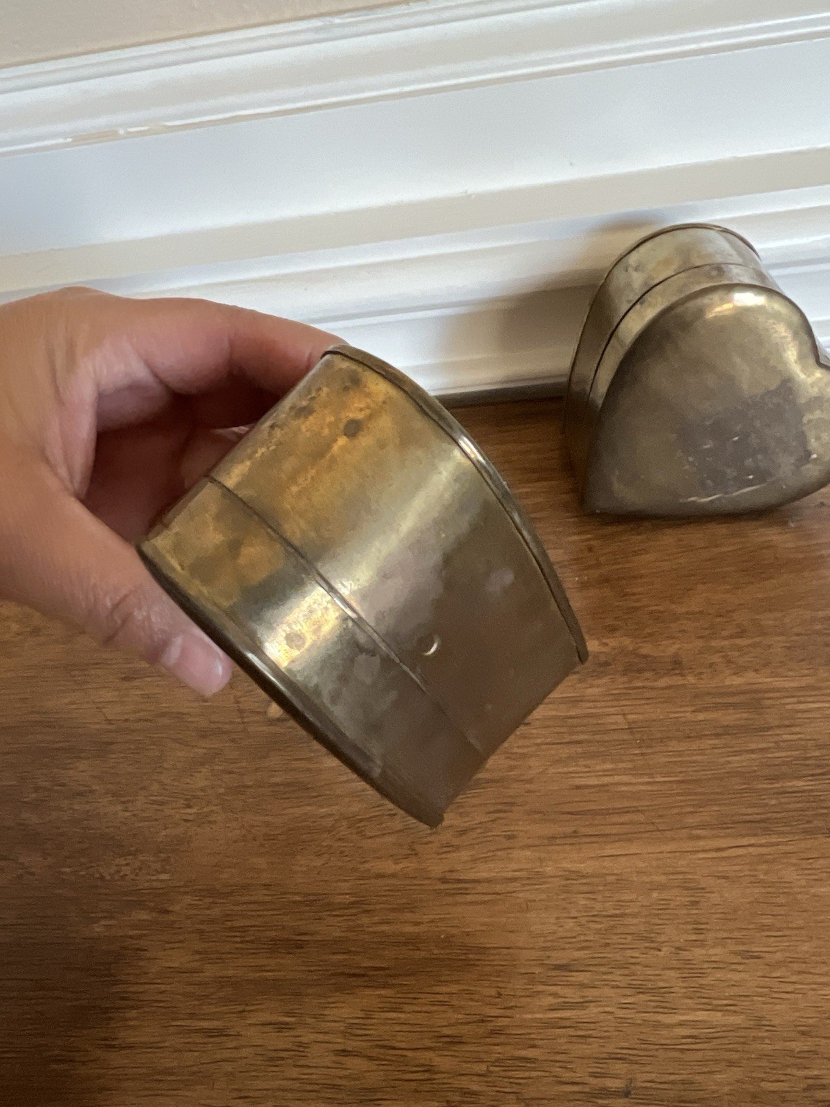 Set Of 2 Heart Shaped Polished Brass Hinged Nesting Boxes