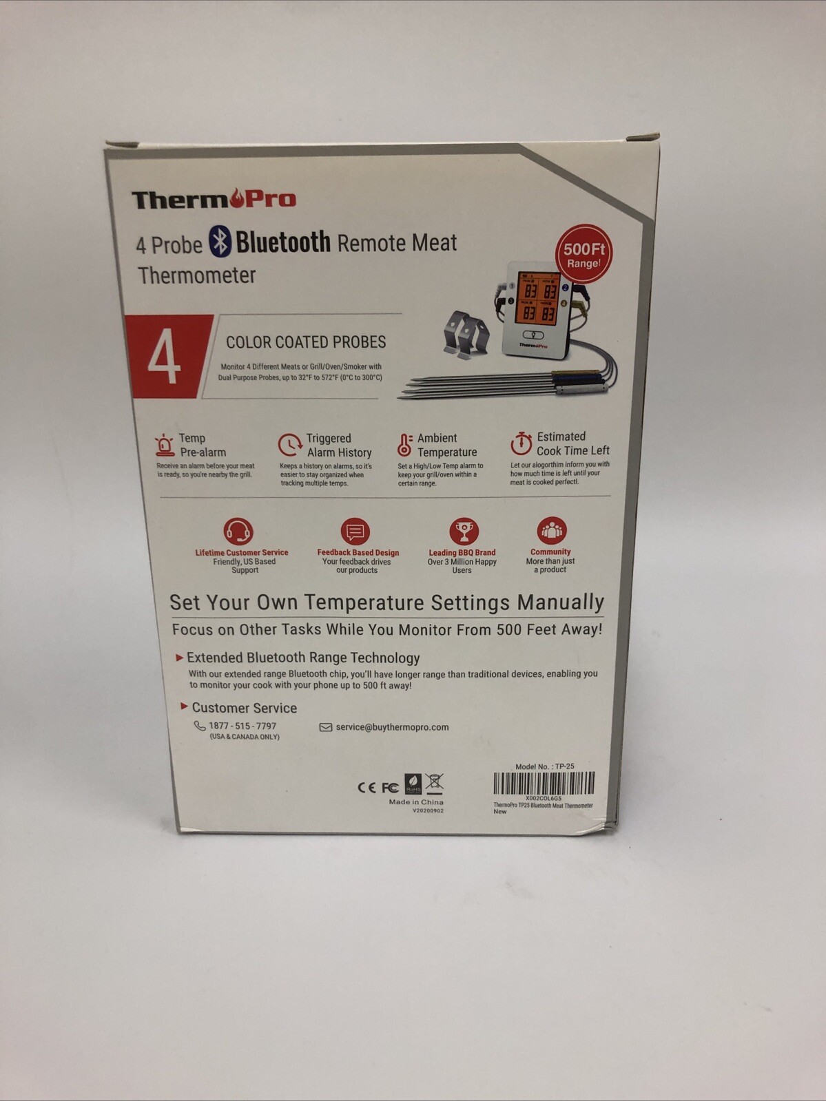 ThermoPro TP25 Wireless Bluetooth Meat Thermometer With 4 temperature Probes