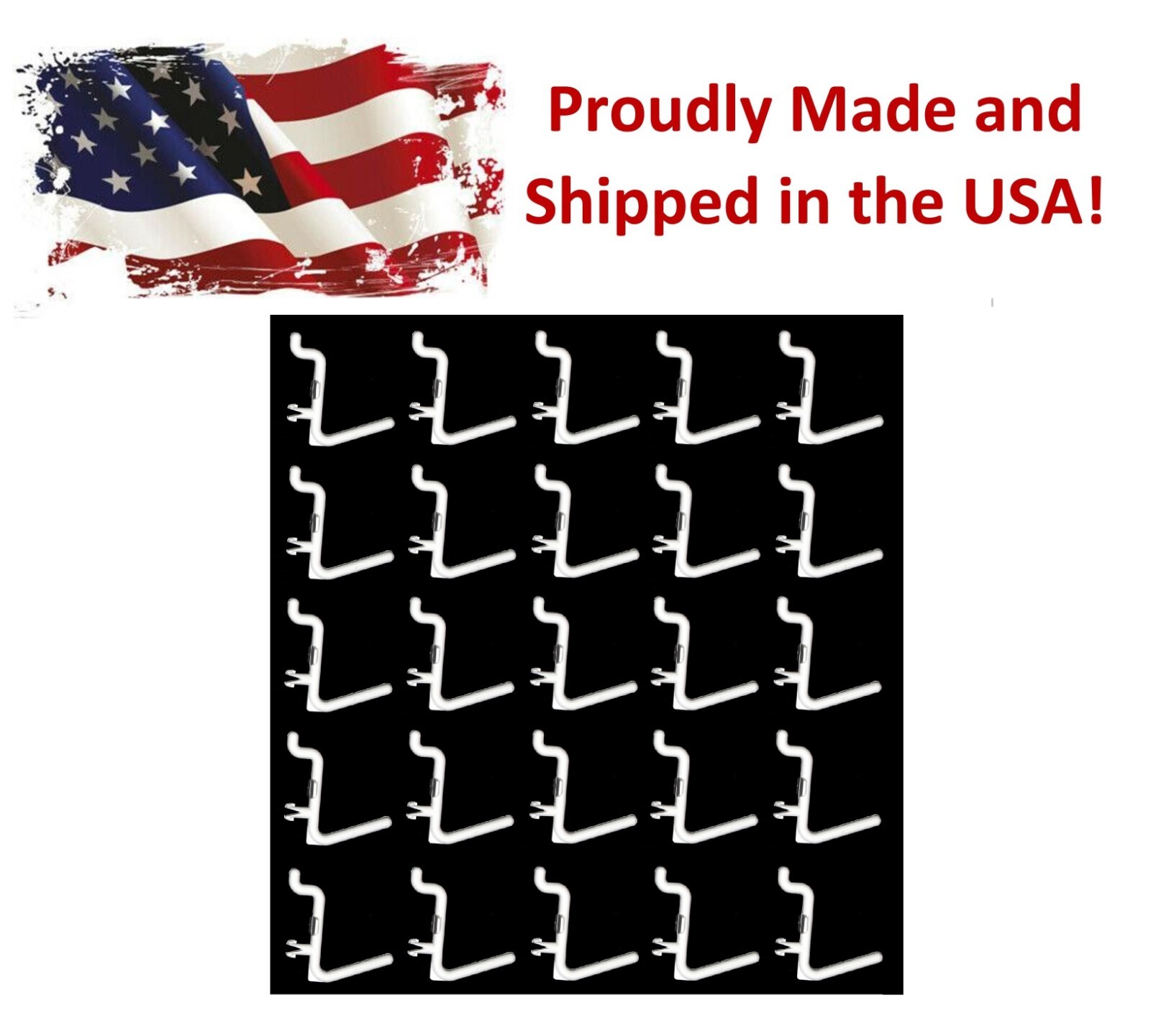 Plastic White L Style Peg Board Hook Kit 25 Pack Tool PEGBOARD NOT INCLUDED