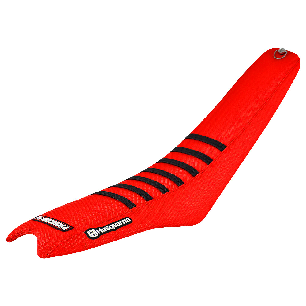 2011-13 Husqvarna TE 449 511 TC 449 TXC 449  Seat Cover RED/BLACK RIB  #184 LOGO