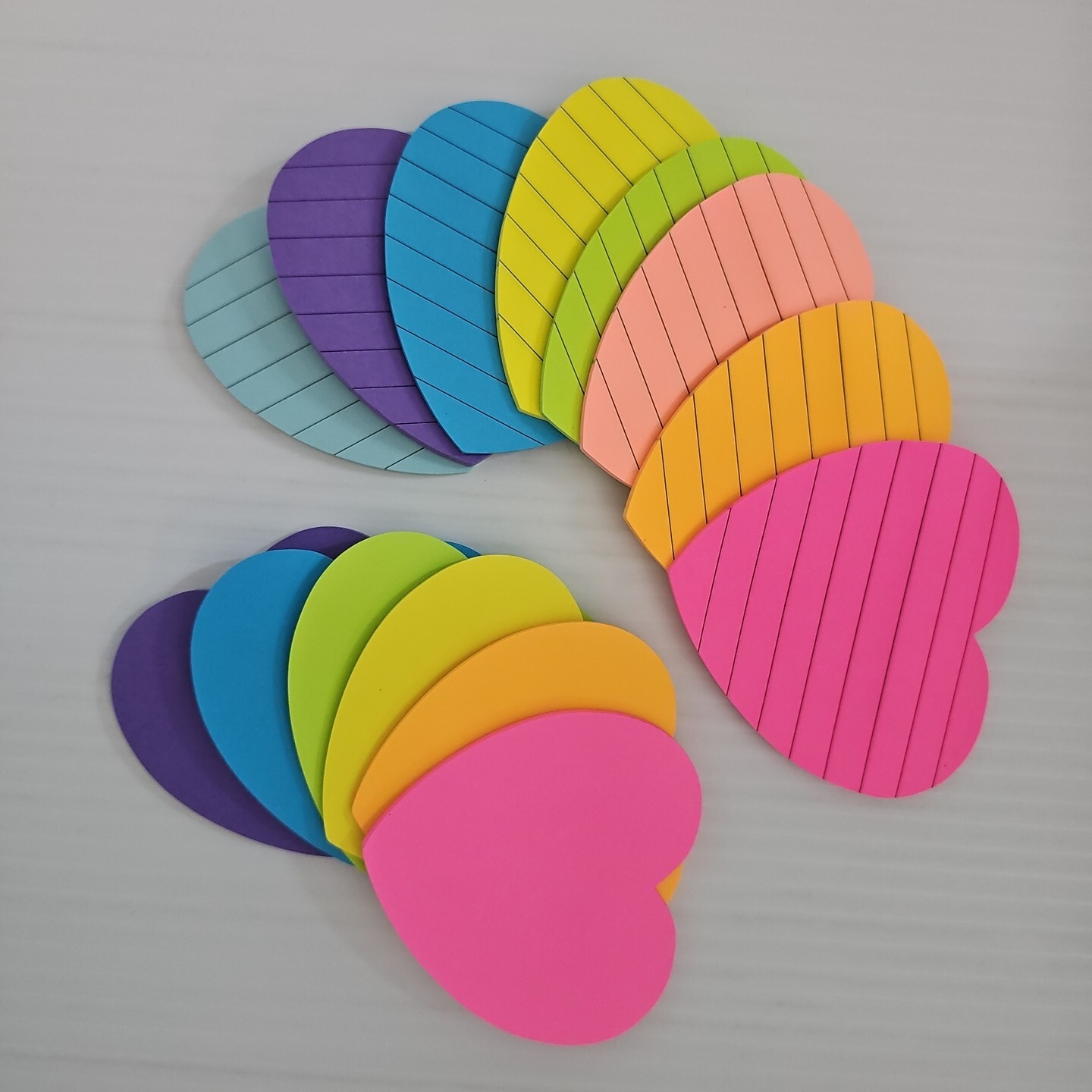 Heart Shaped Sticky Notes Bright Colors ~ 8 Lined ~ 6 Unlined ~ Buy Both & Save