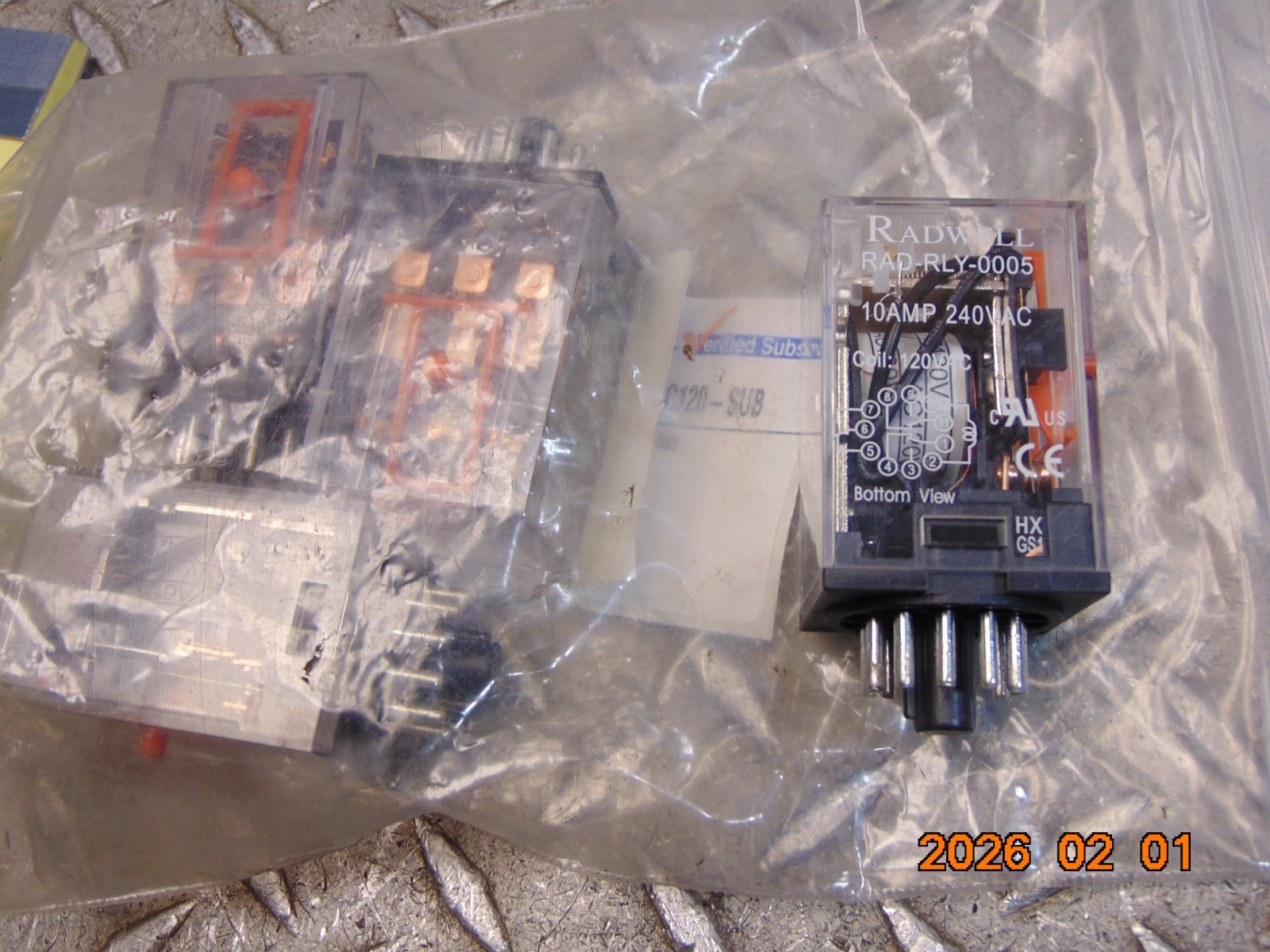 (1) RADWELL MK3P5-S-AC120-SUB RELAY RAD-RLY-0005