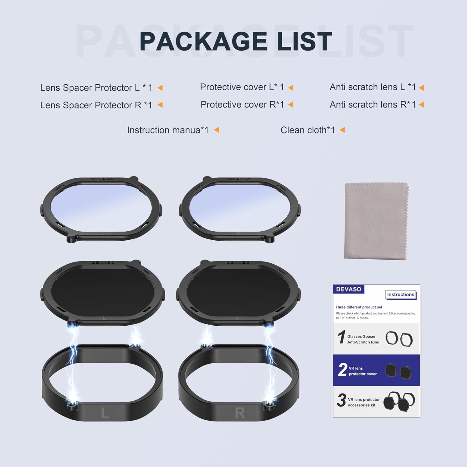 Blue Light Blocking Glasses Spacer & Lens Protector Set For PlayStation VR2