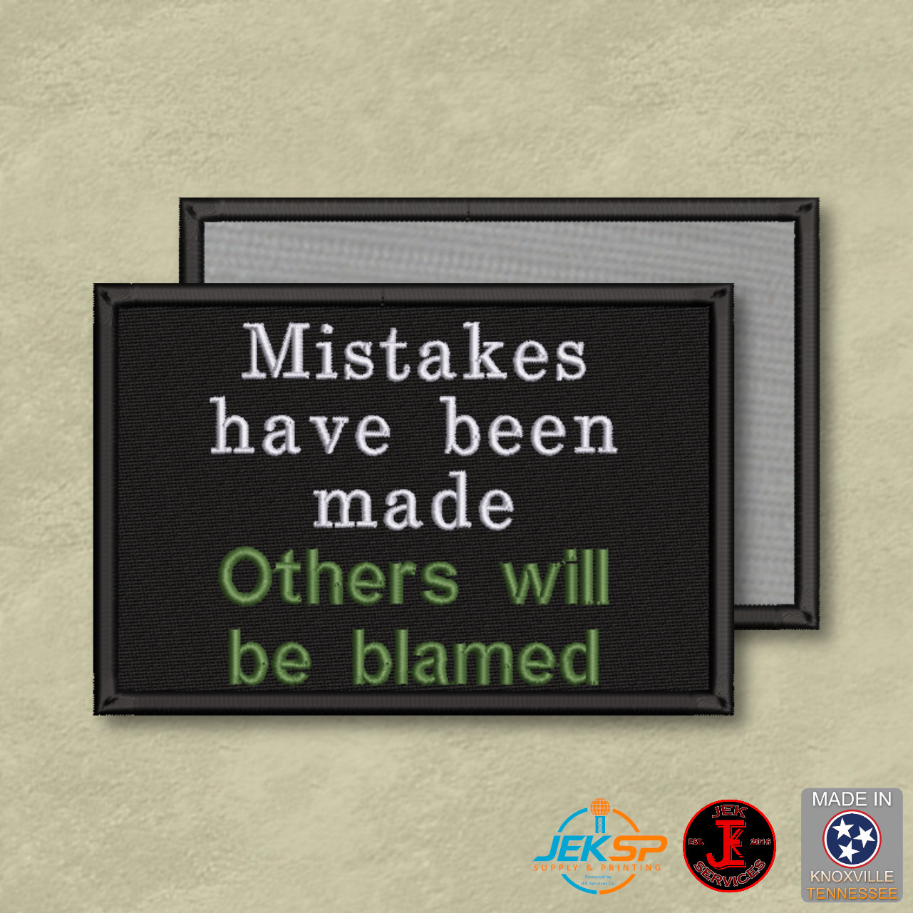 Blame Others for Your Mistakes Funny Morale Patch, 2x3" | VELCRO® Brand Fastener