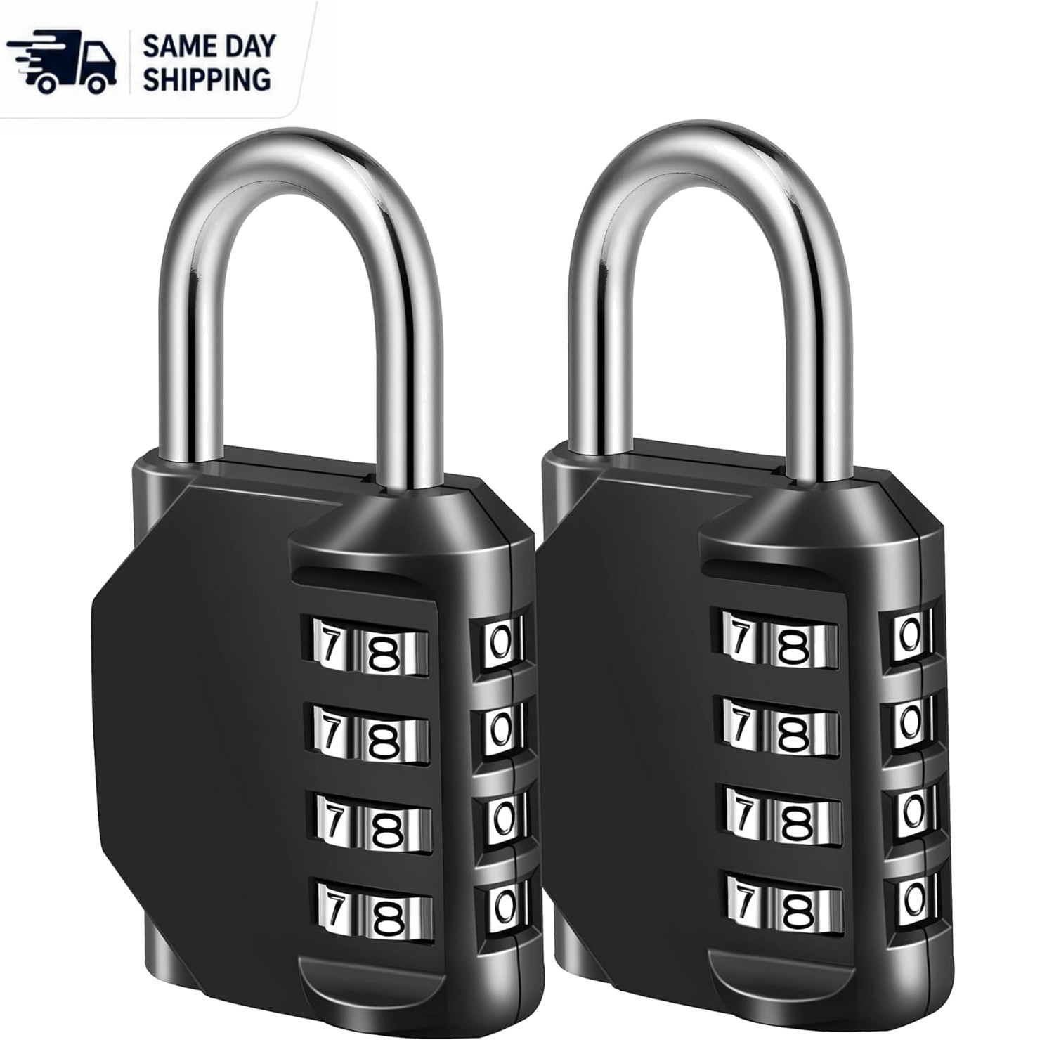 Durable Resettable Combination Lock: Perfect for Gym & Toolkit, 2-Pack, Black