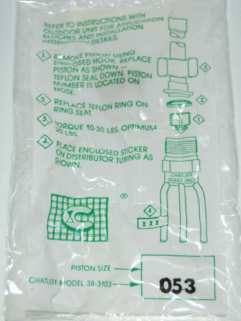 Armstrong Lennox Danfoss HVAC Piston Orifice Kit .053 Orfice Chatleff 38-3103053