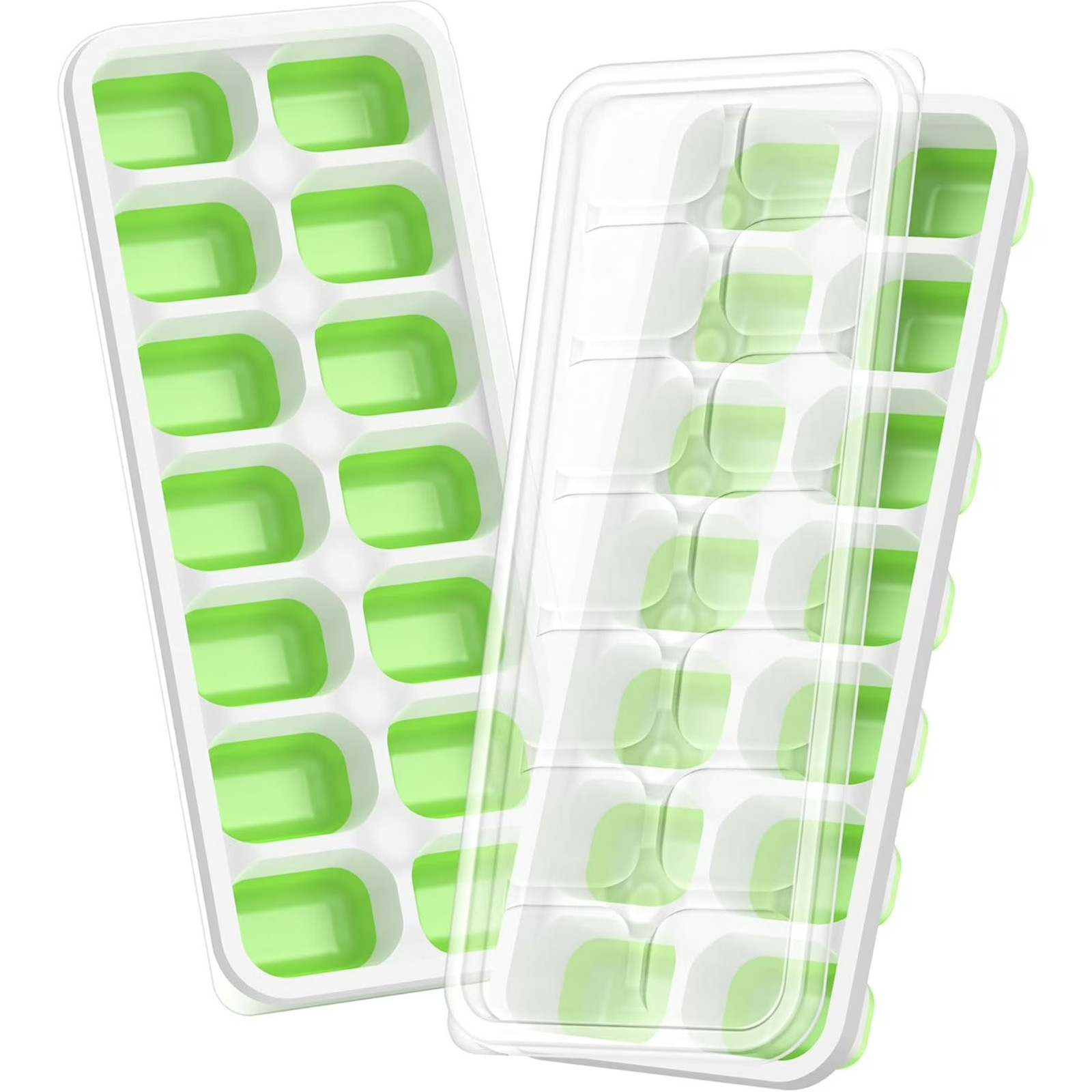 Ice Cube Tray 2 Pack with Lids – 28 Cube Easy Release Stackable Freezer Trays