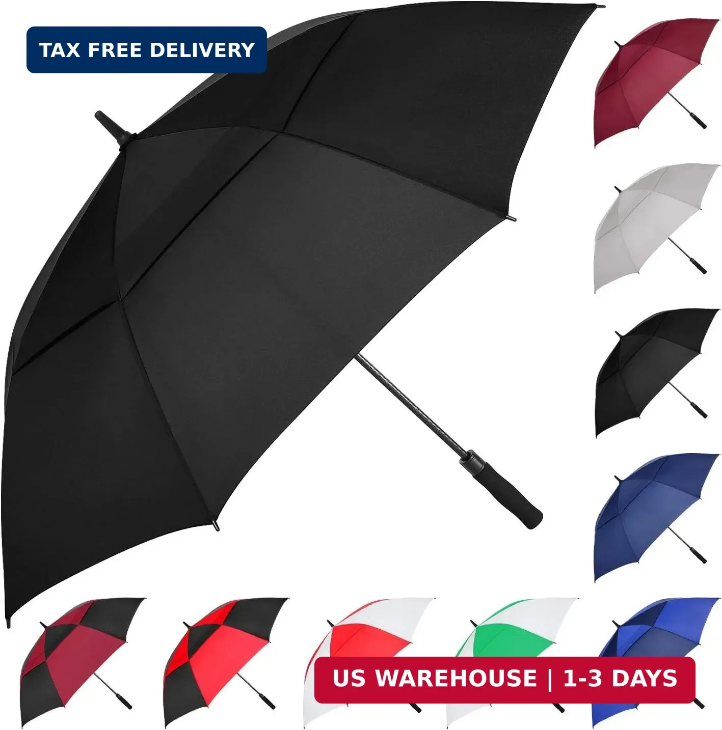 Extra Large Golf Umbrella, 54/62/68/72 Inch Automatic Open, Oversize Dou