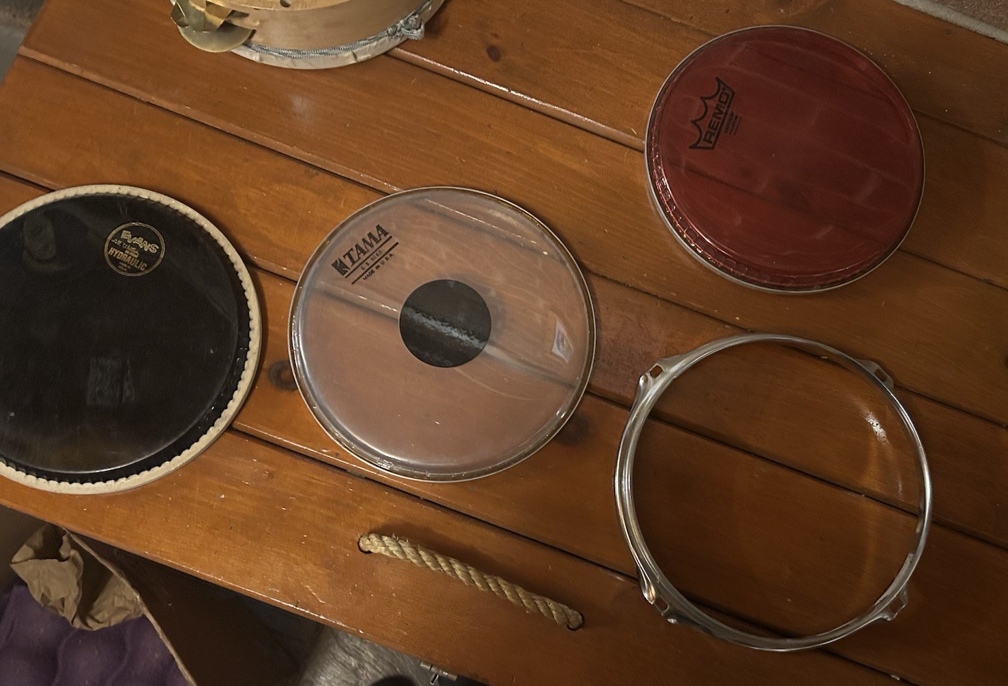 Lot of 3 8in Drumheads Vintage Tama Evans Hydraulic + Rim