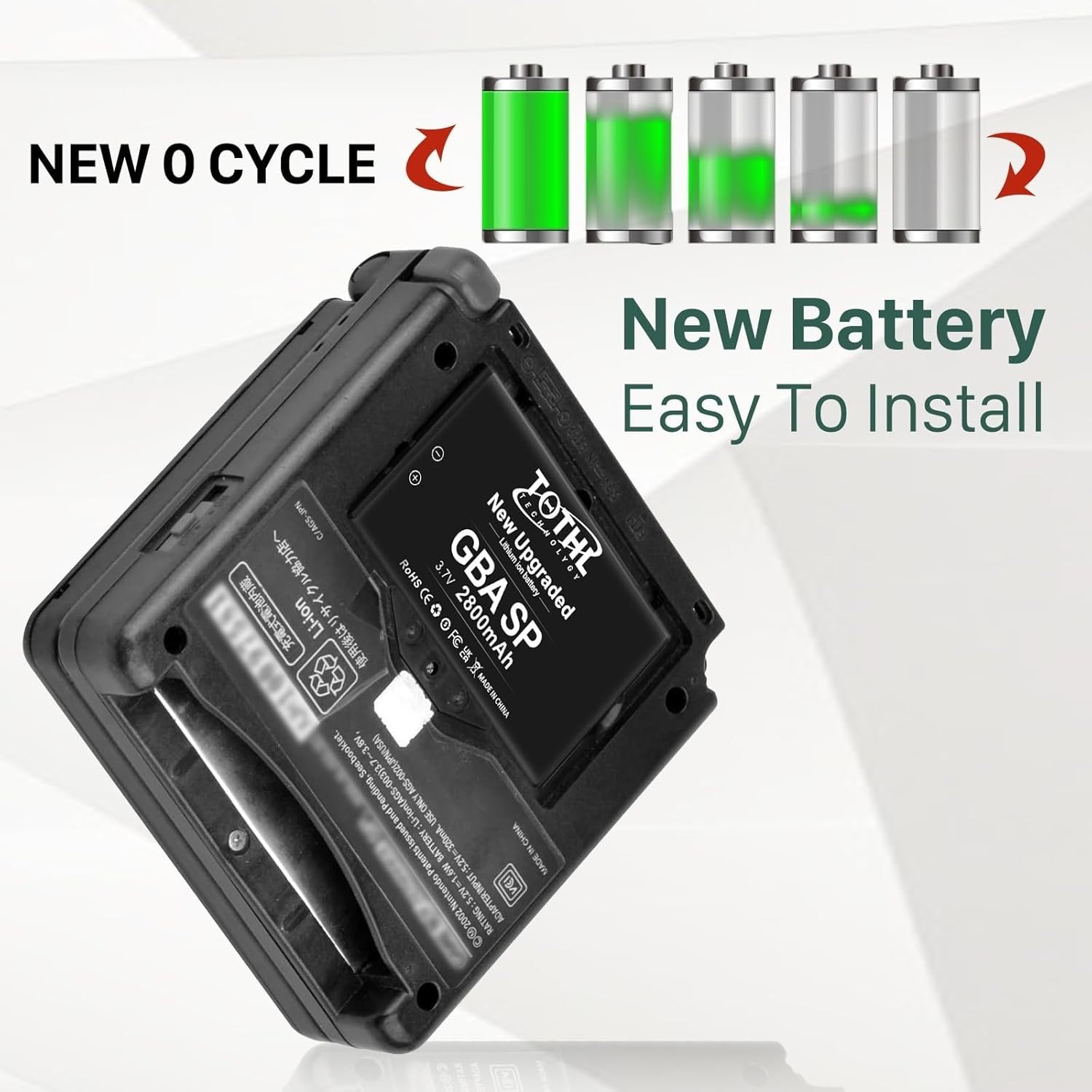 Efficient 2800mAh Lithium-ion Battery for Gameboy Advance SP - Includes Tools